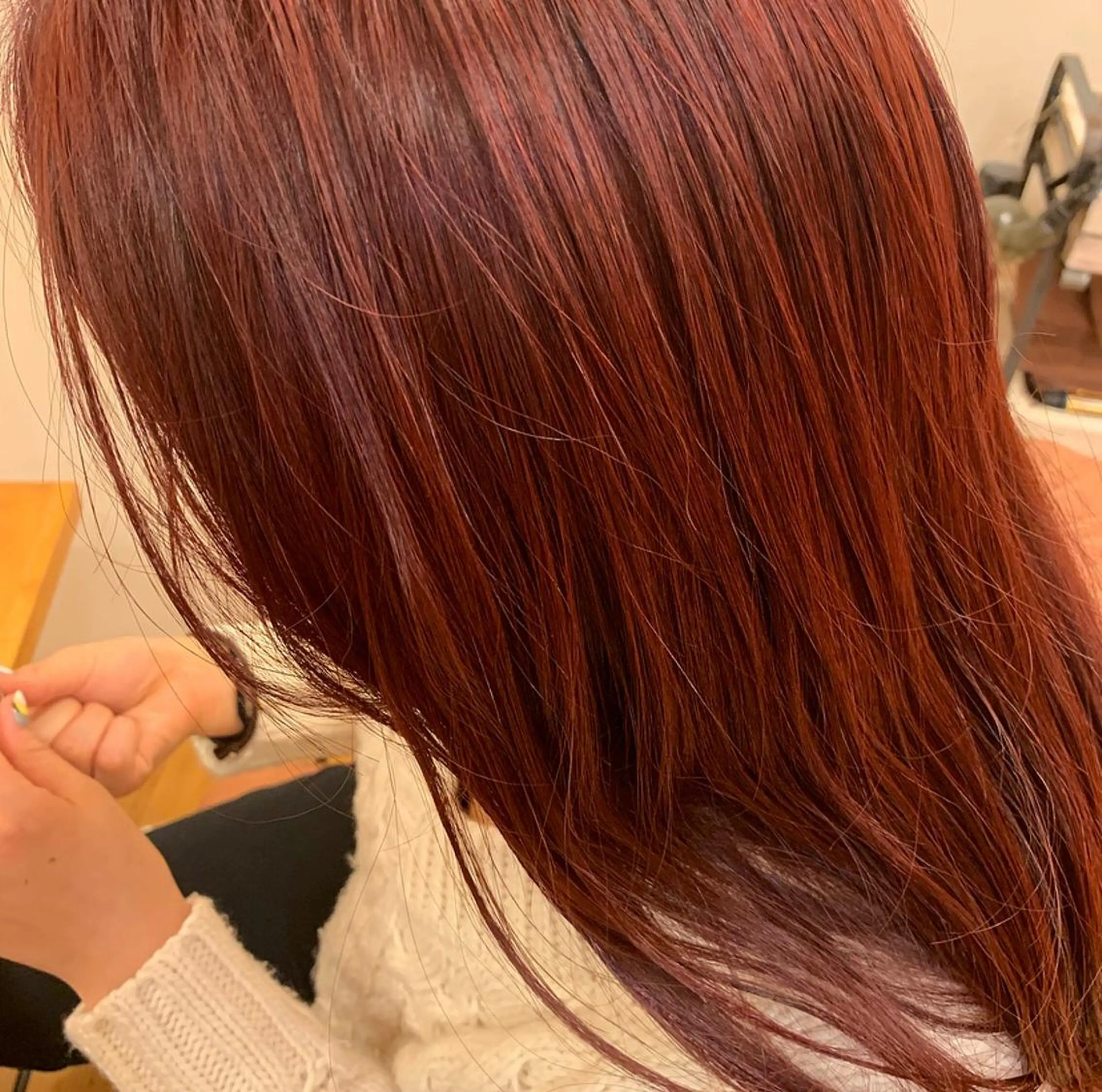 ロング カラー ブリーチ レッドカラー ボブ美容師 /馬場 翼のヘアスタイル