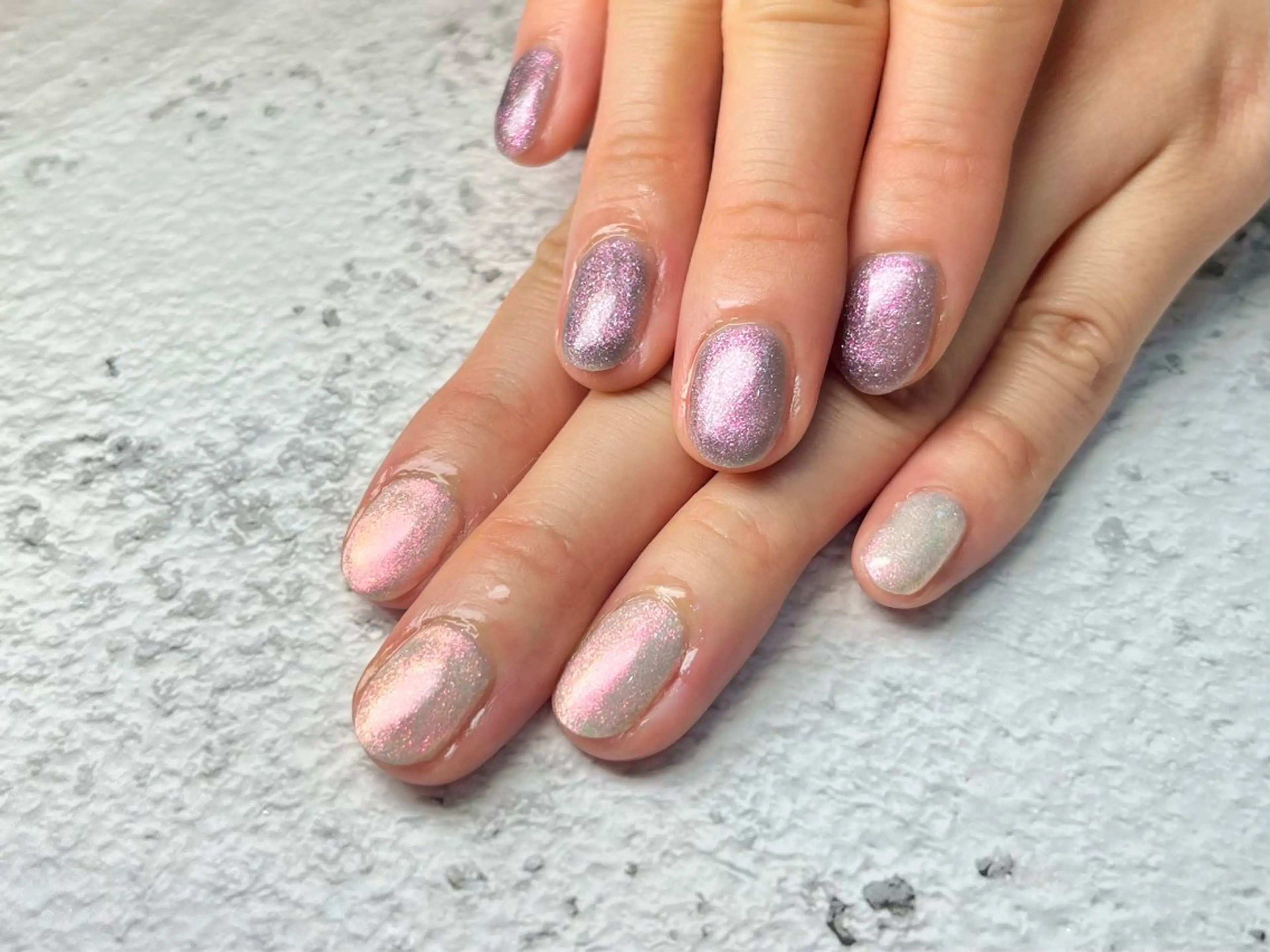 ネイル ラメ(グリッター) パープル Queen nail 北堀江 ASUKAのネイルデザイン