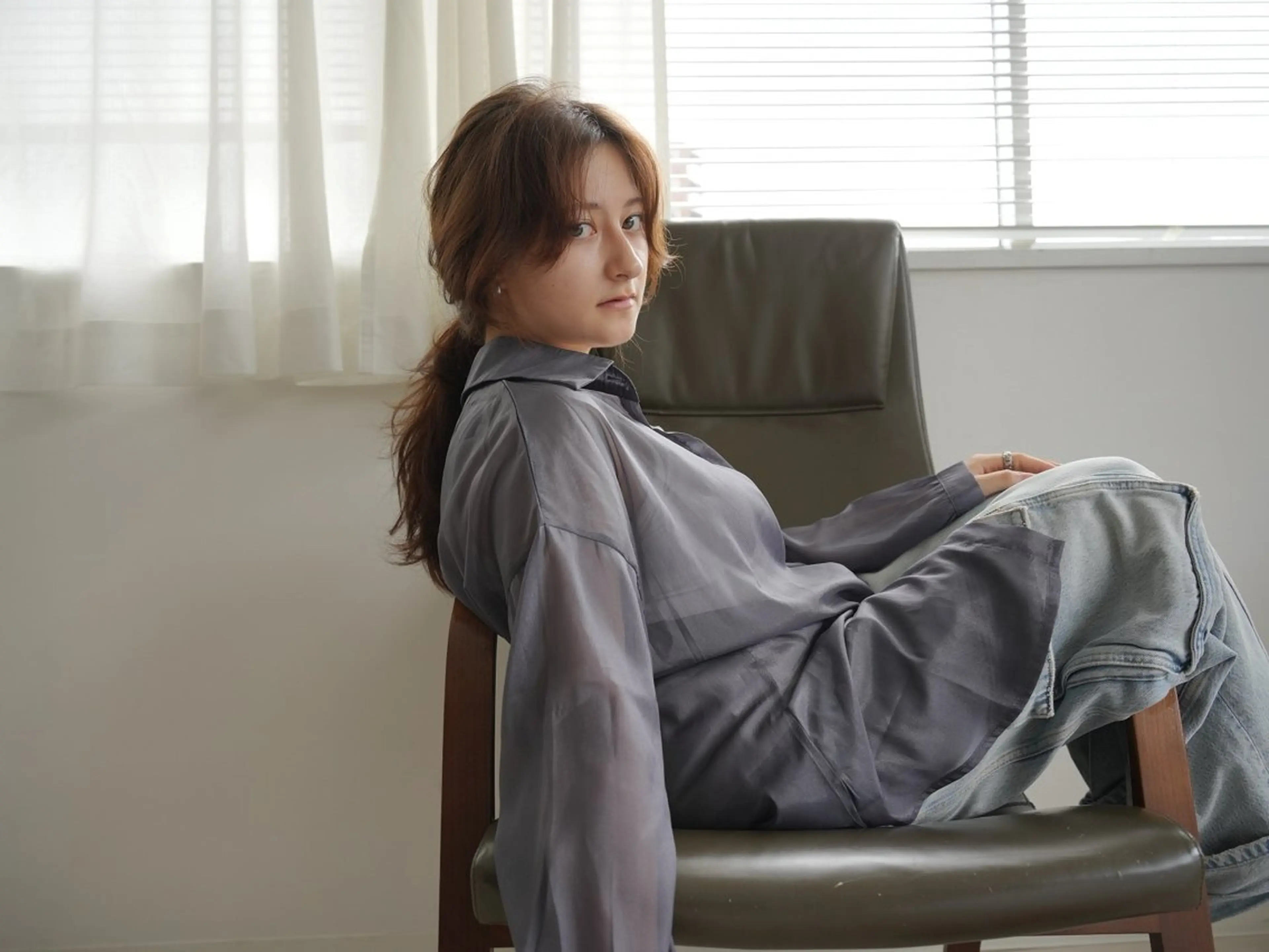 セミロング アレンジ/新宿 透明感カラー/ヤノのヘアスタイル