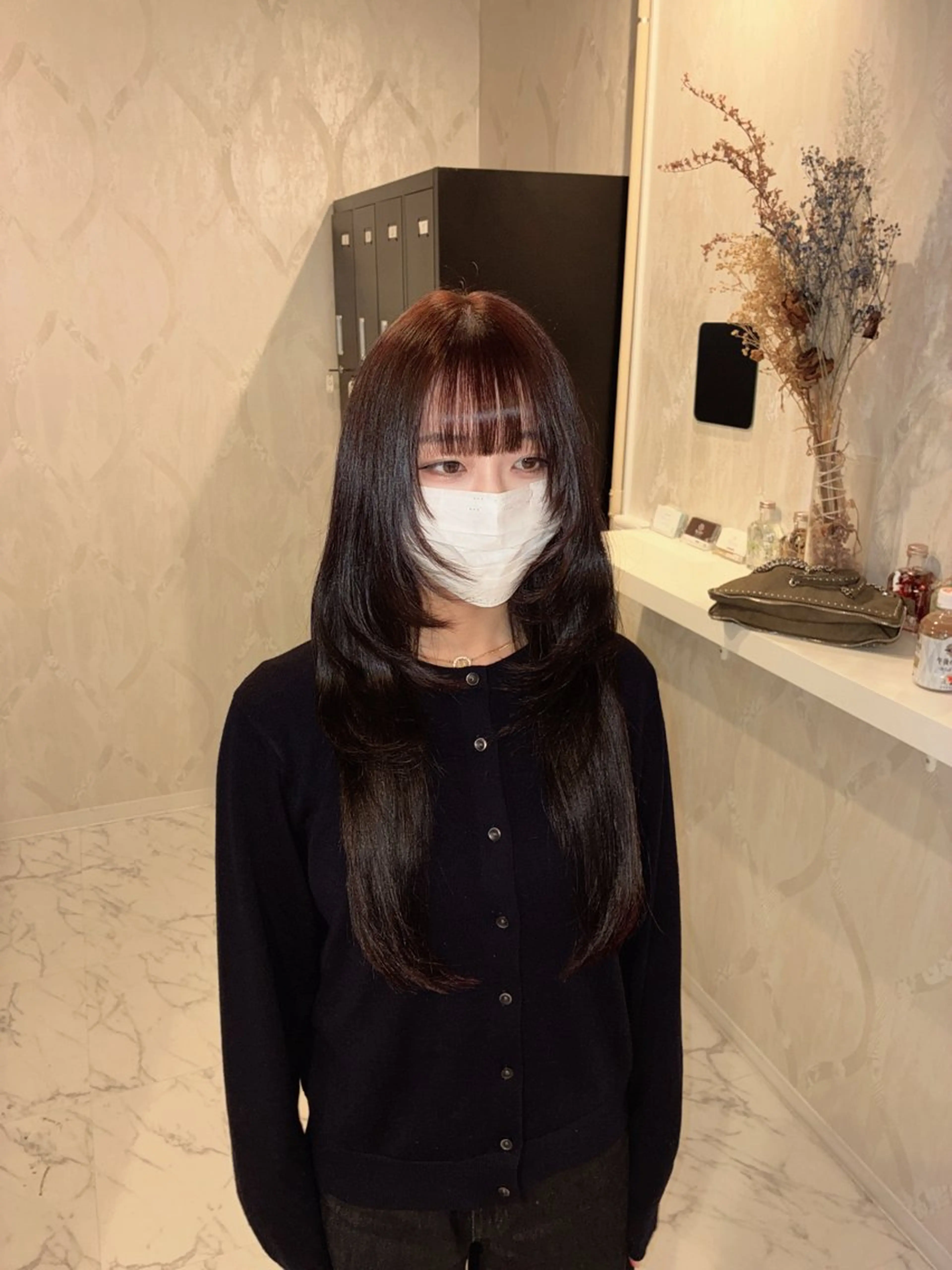 ロング カラー ハッシュカット レイヤーカット ロング ハナダ メイのヘアスタイル