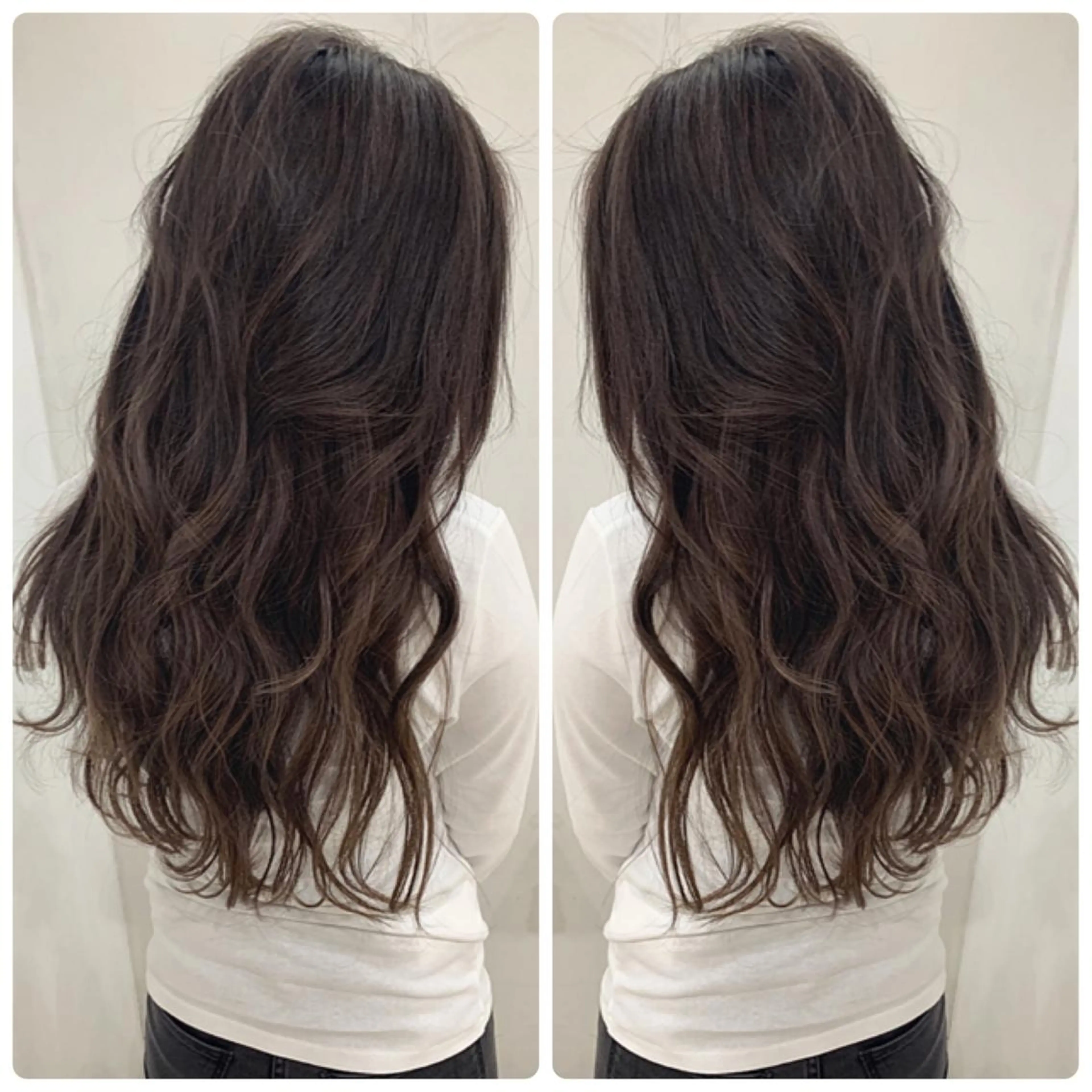 ロング カラー アッシュ バレイヤージュ ブリーチ デザインカラー グレージュ カット ヘアカラー 京都大人女性ショート 徒歩1分/秋山のヘアスタイル