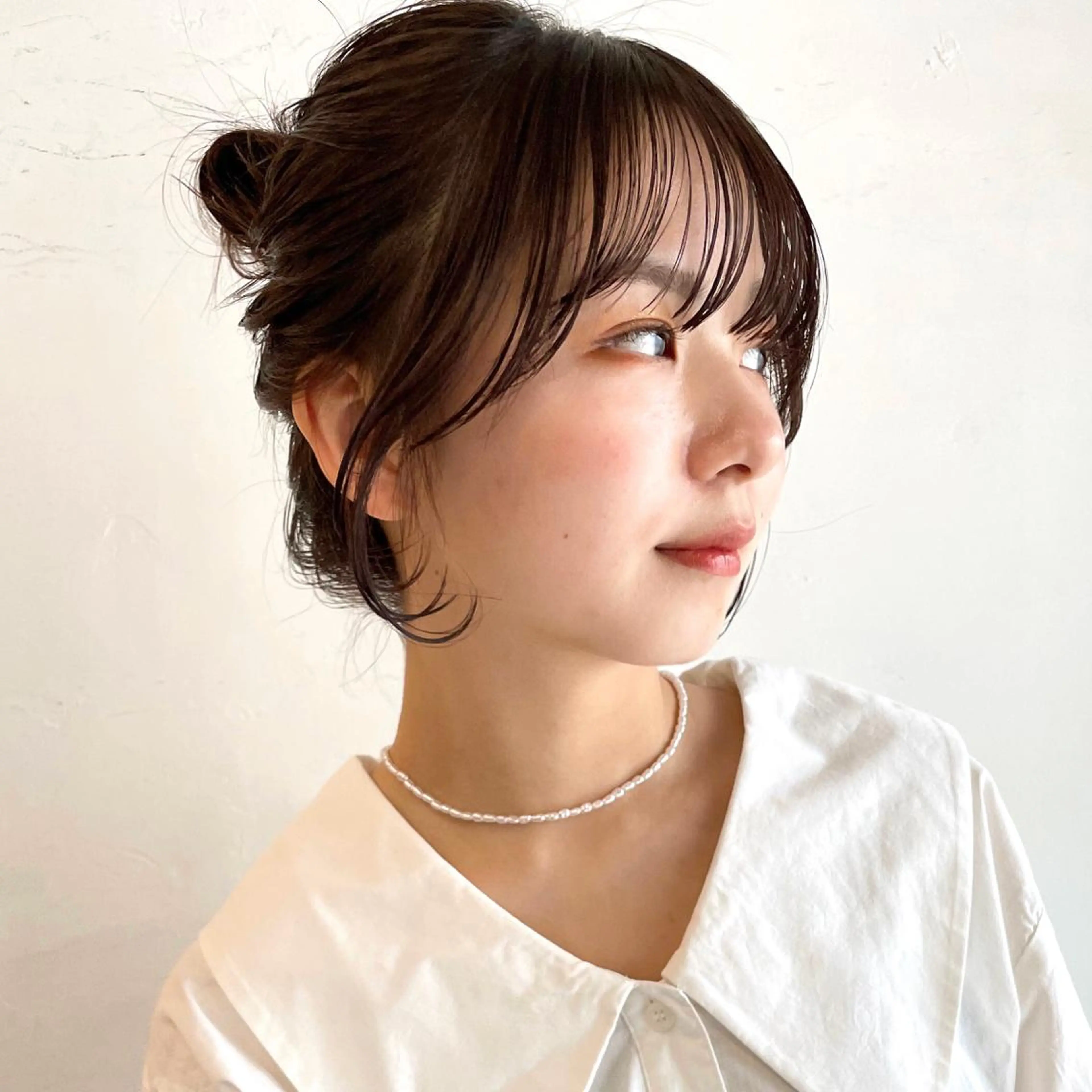 ミディアム カラー お団子ヘア カット ヘアカラー OAK 学芸大学所属・秋葉萌　透明感カラー /レイヤー/ボブ♡のヘアスタイル