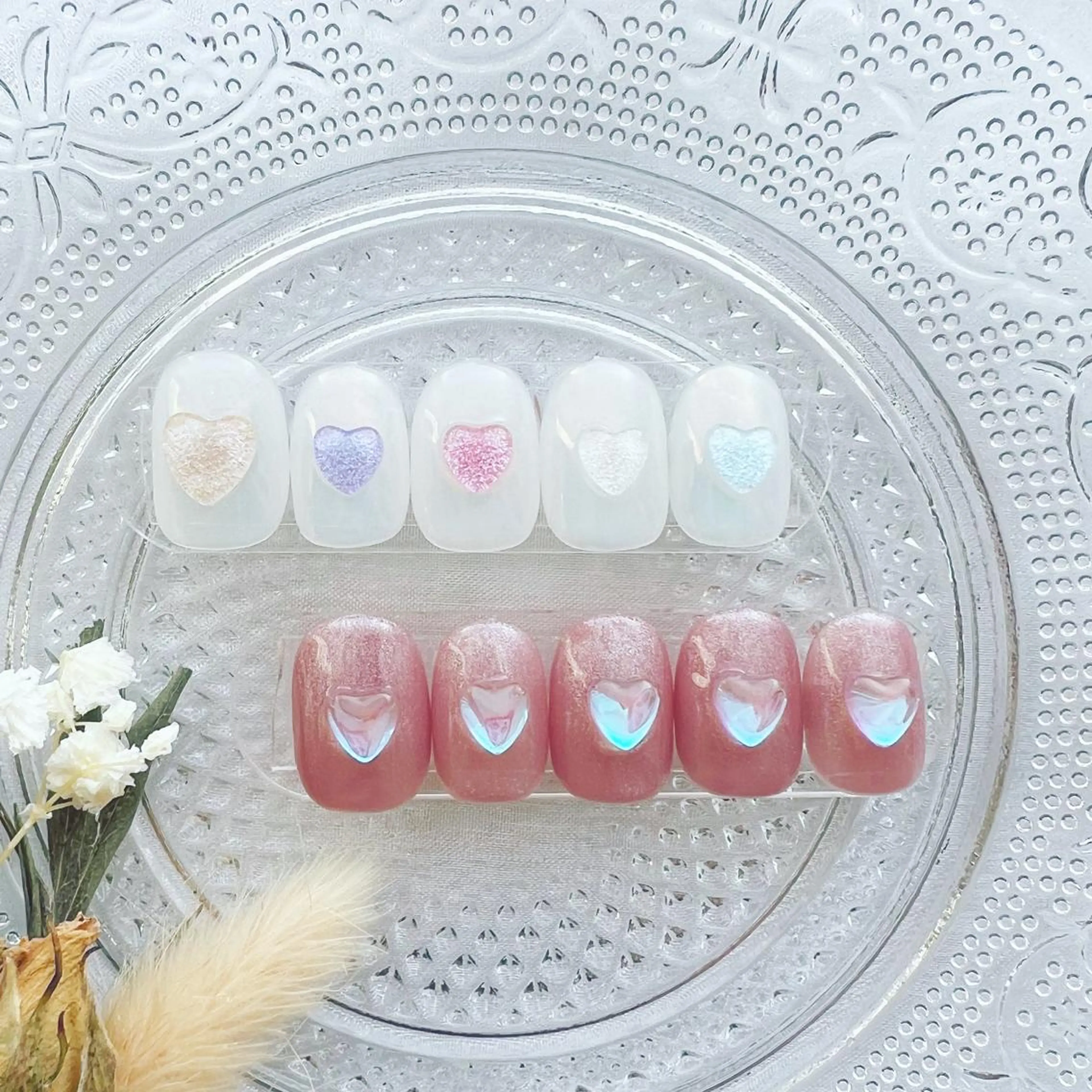 ネイル オーロラネイル ハート ラメ(グリッター) ニュアンスネイル ピンク peaberry nailのネイルデザイン