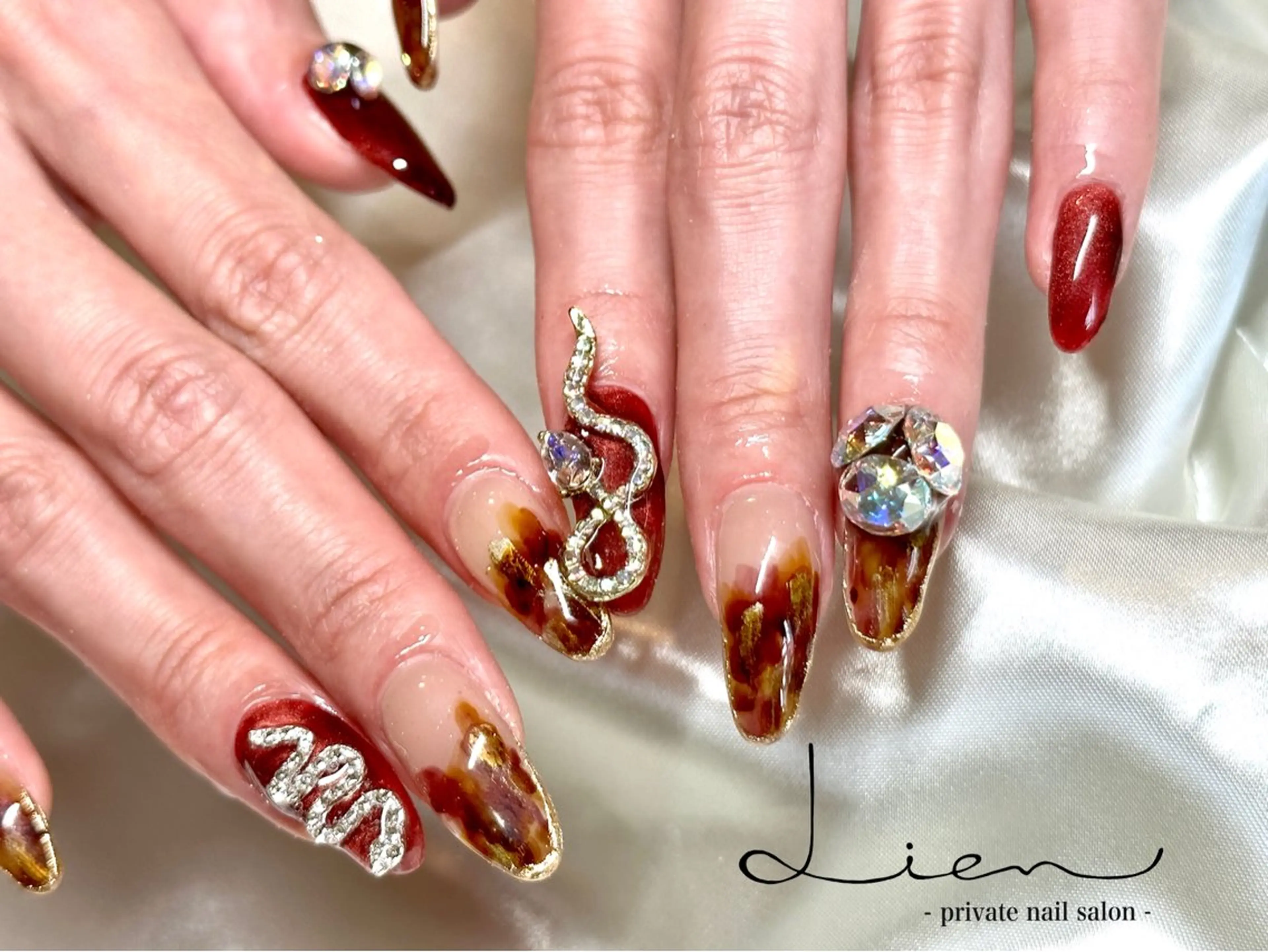 ネイル べっ甲ネイル ロングネイル Lien 【リアン】北堀江のネイルデザイン