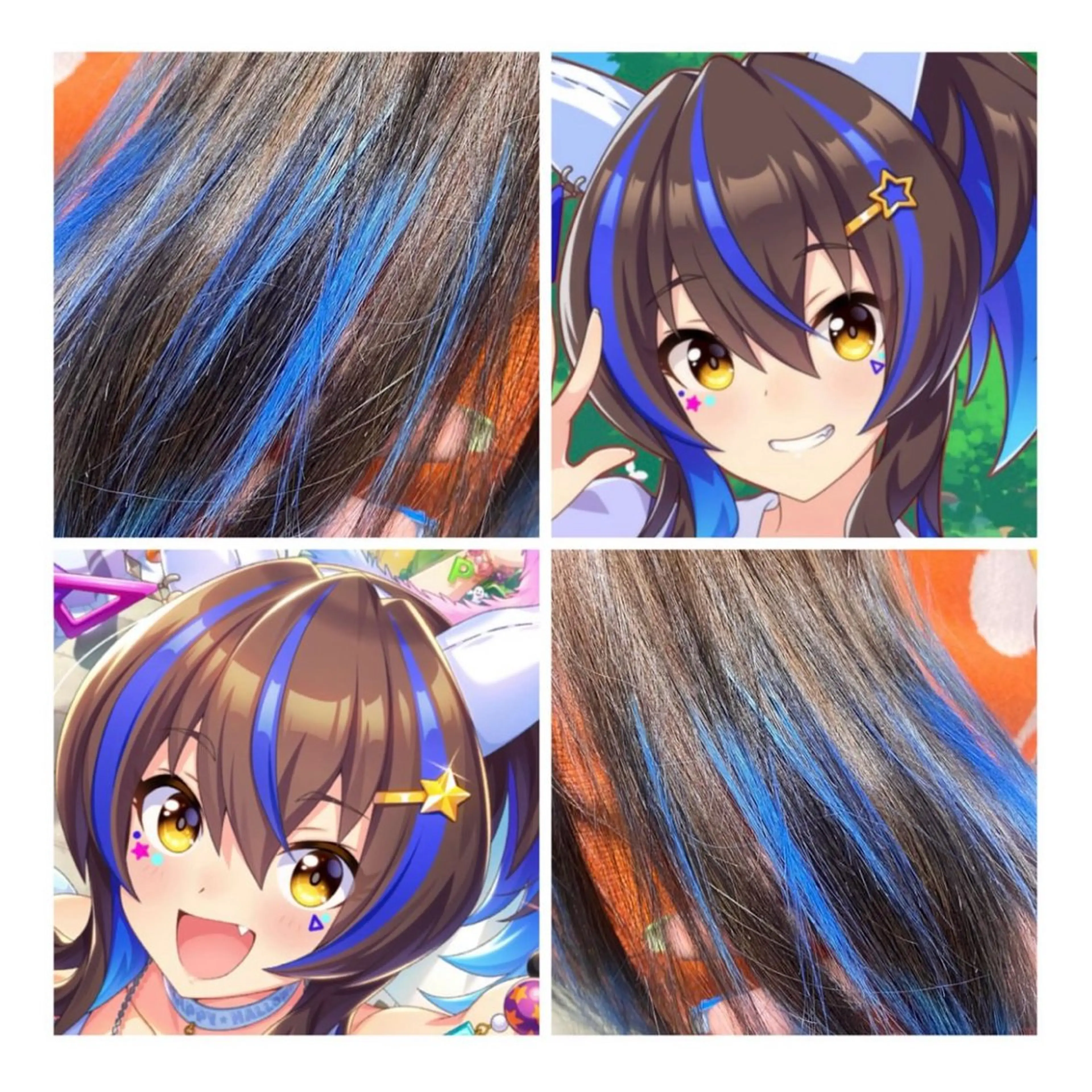 ミディアム カラー ブルーカラー メッシュ ヘアカラー GARU-ガル-所属・TSUNO🦖 派手髪/オタク美容師のヘアスタイル