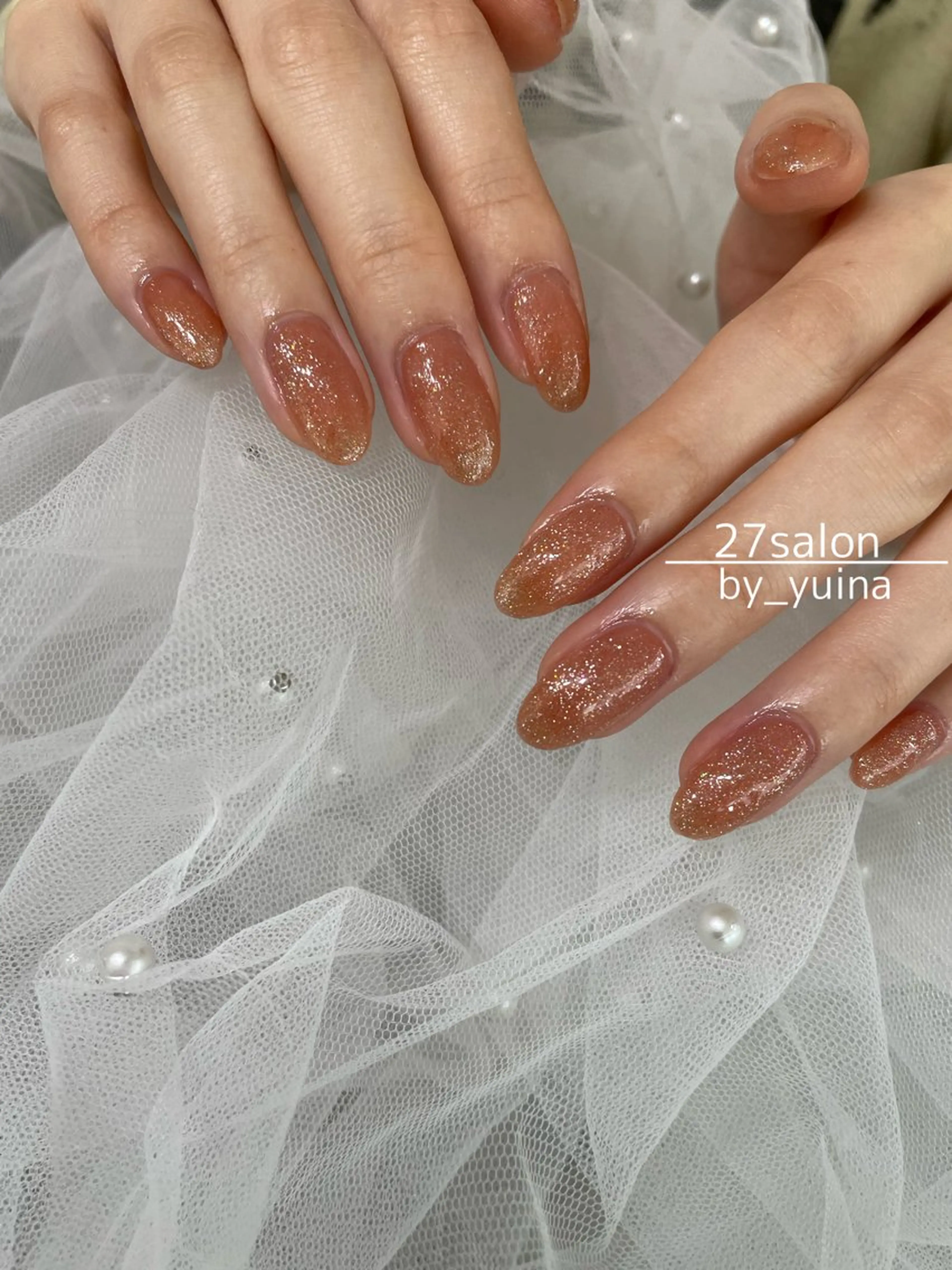 ネイル フラッシュネイル オレンジ ハンドネイル 27salon yuinaのネイルデザイン