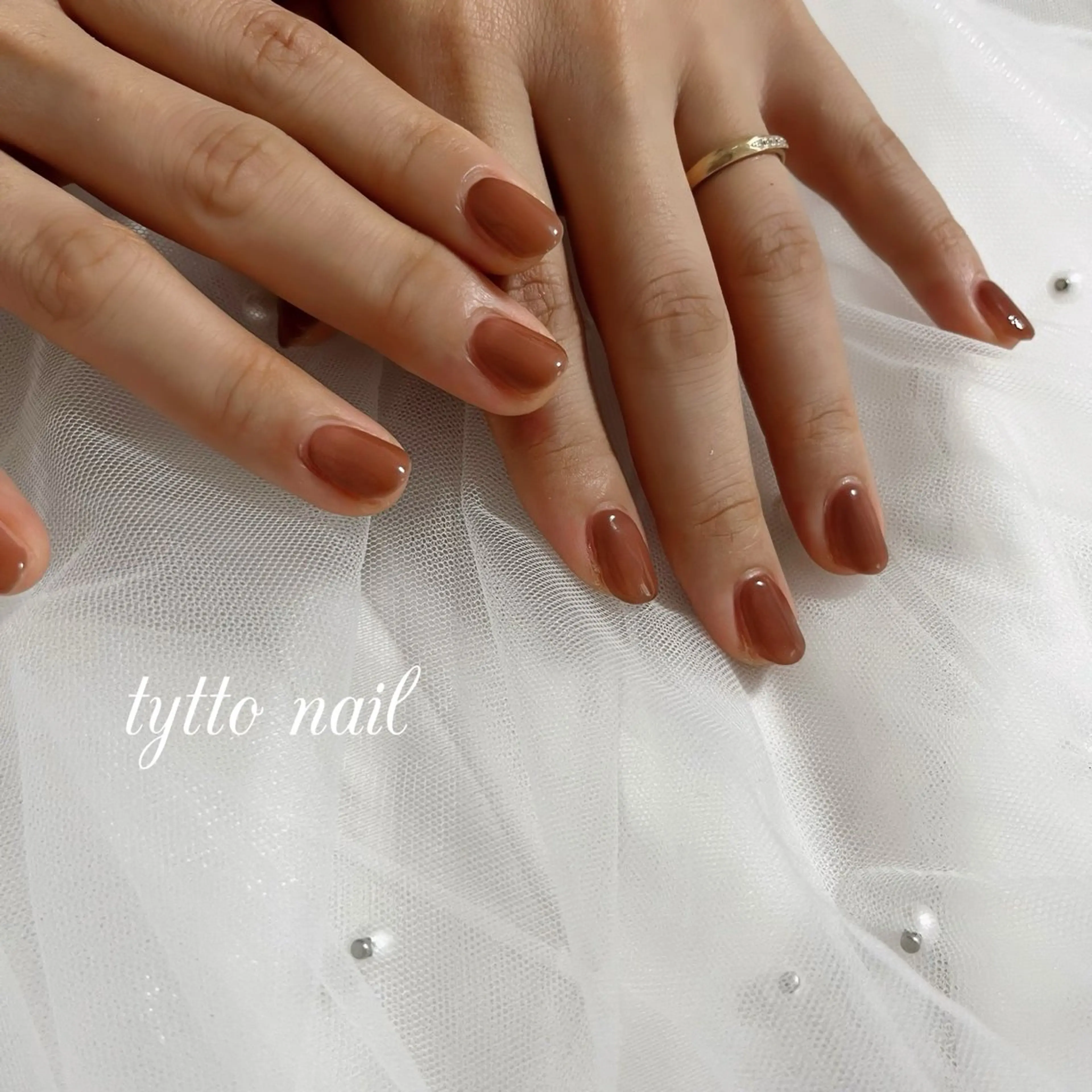 ネイル ブラウン オフィスネイル ワンカラーネイル シンプルネイル ハンドネイル tytto nail ❤︎‪‪eri‪‪のネイルデザイン