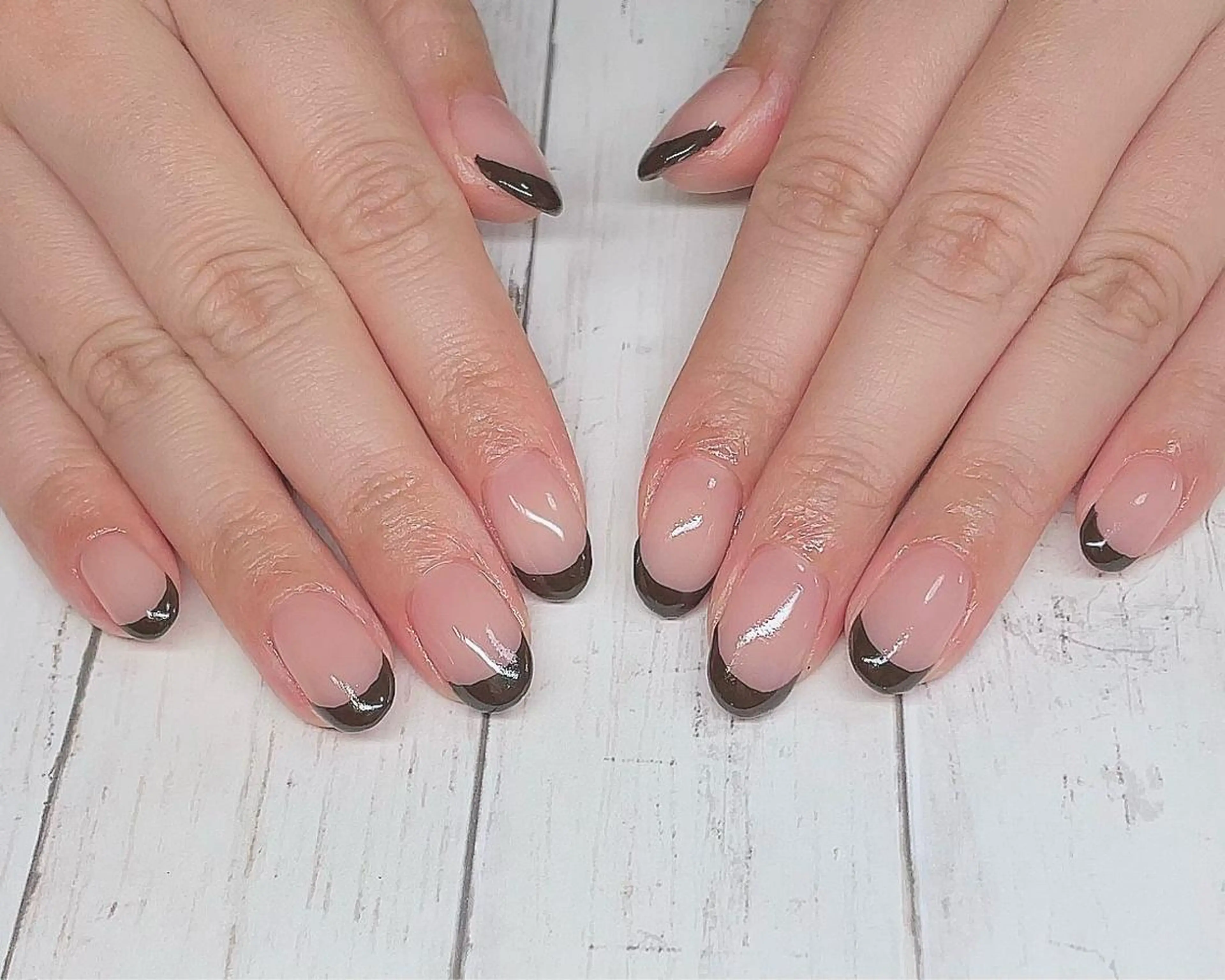 ショート ネイル フレンチネイル ハンドネイル NailbyN所属・Nail_by N1のネイルデザイン