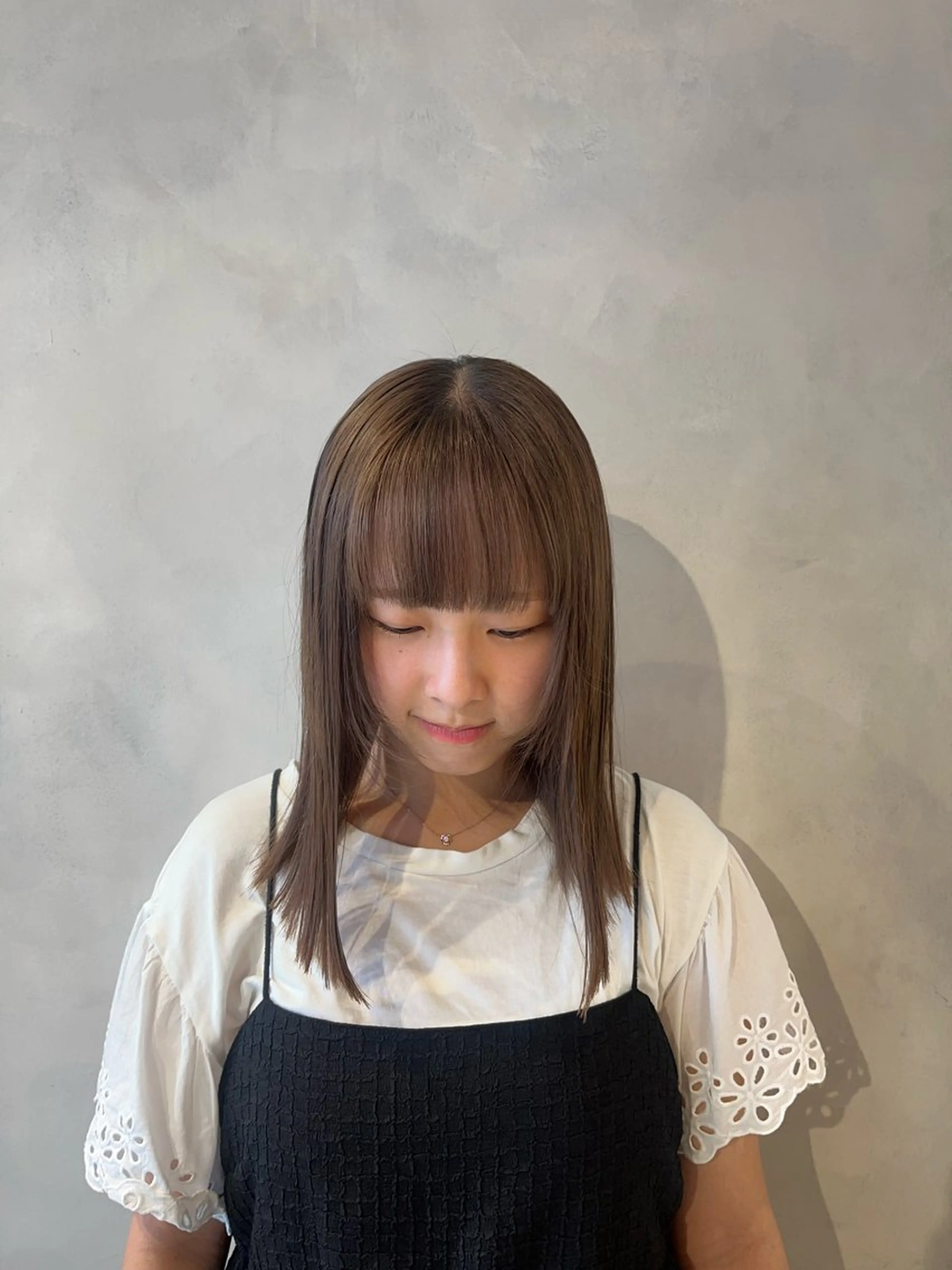 ミディアム カット ヘアカラー トリートメント ボブ/ベージュ/ パーマ🪿近森ゆいのヘアスタイル