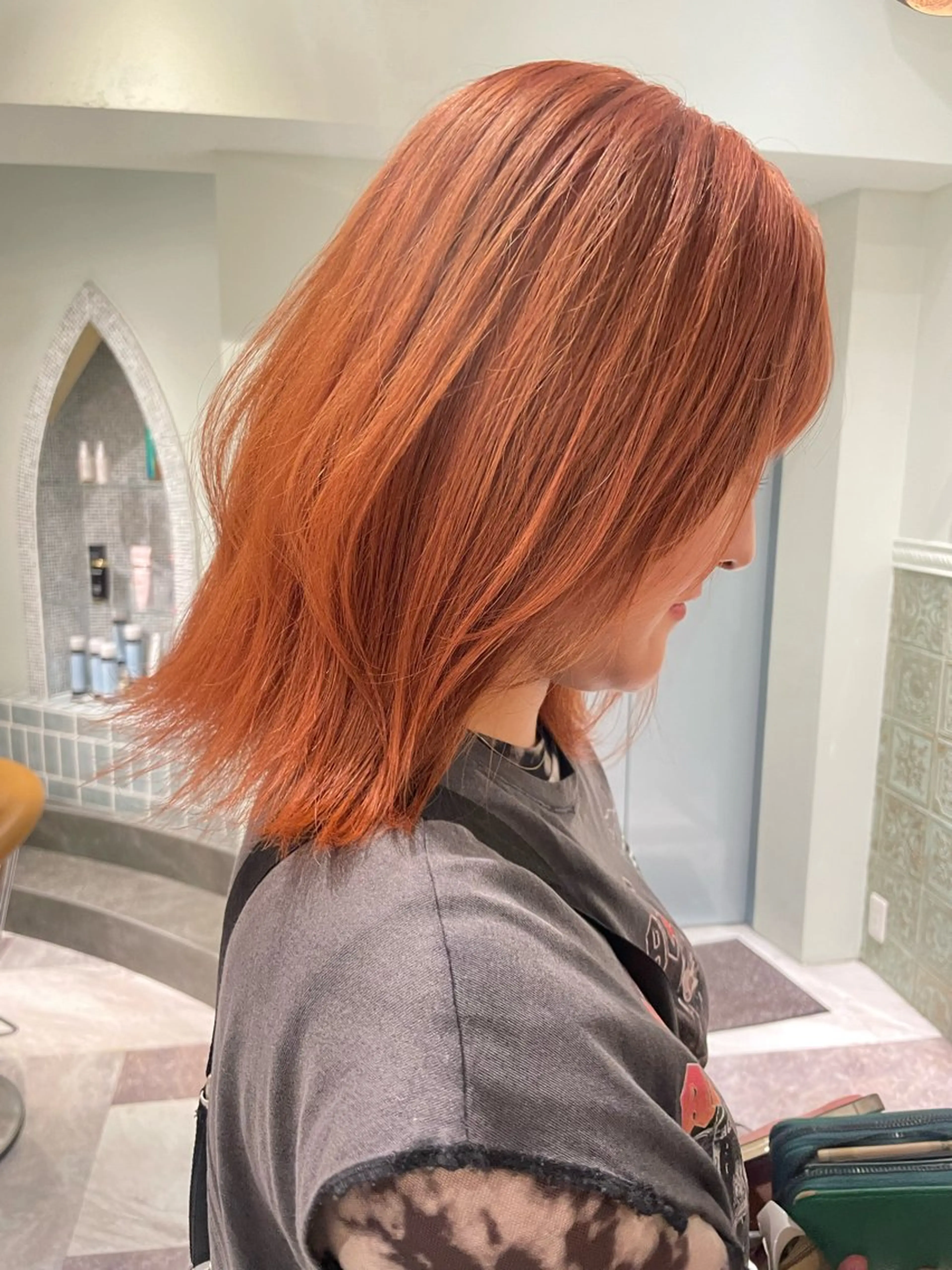 ミディアム ボブ ハイライト 髪質改善 韓国風ヘア 小顔カット ヘアカラー トリートメント ショートカット/ 森栄範のヘアスタイル