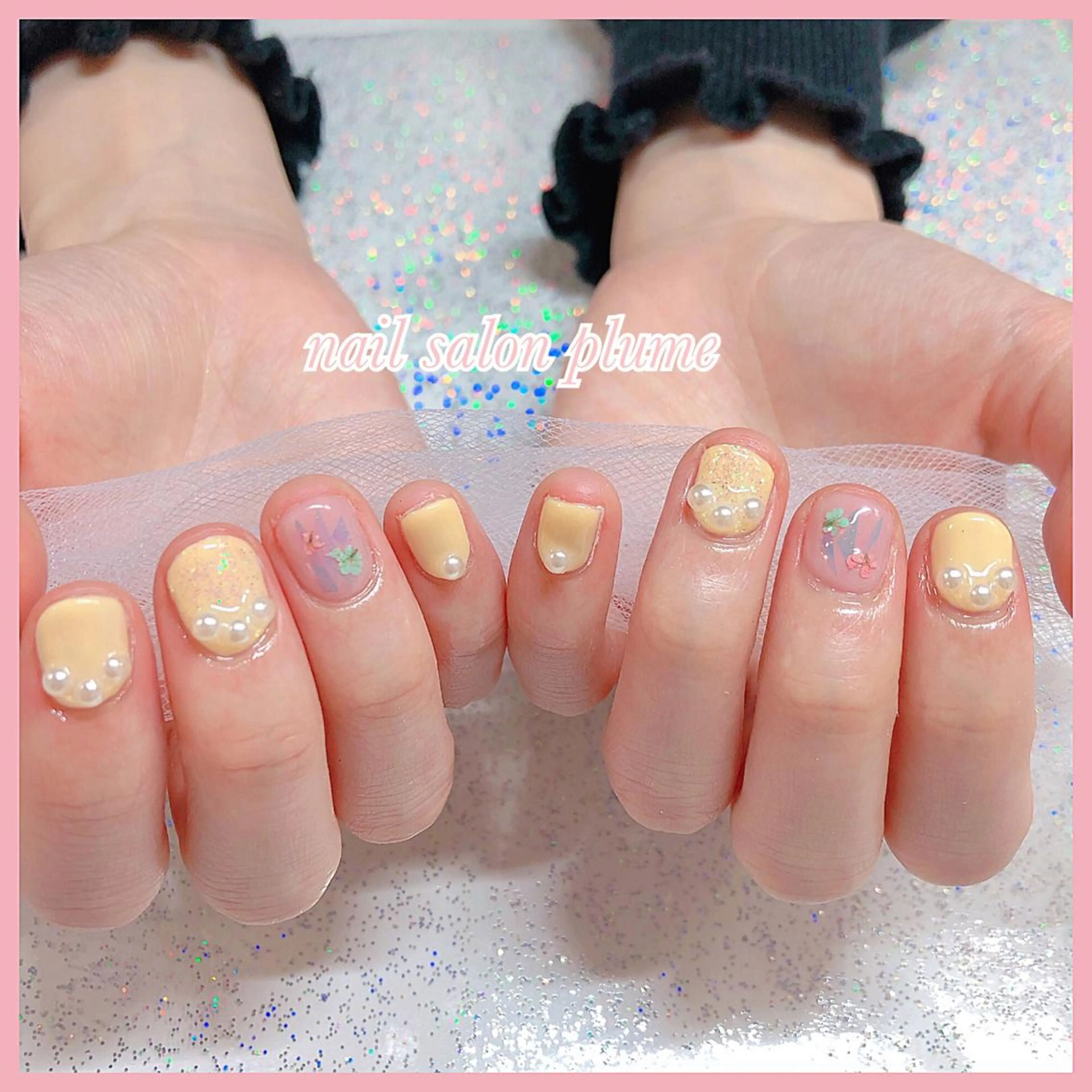 ネイル アートネイル フラワーネイル ハート キラキラネイル 韓国ネイル plume nail ☆韓国ネイルのネイルデザイン