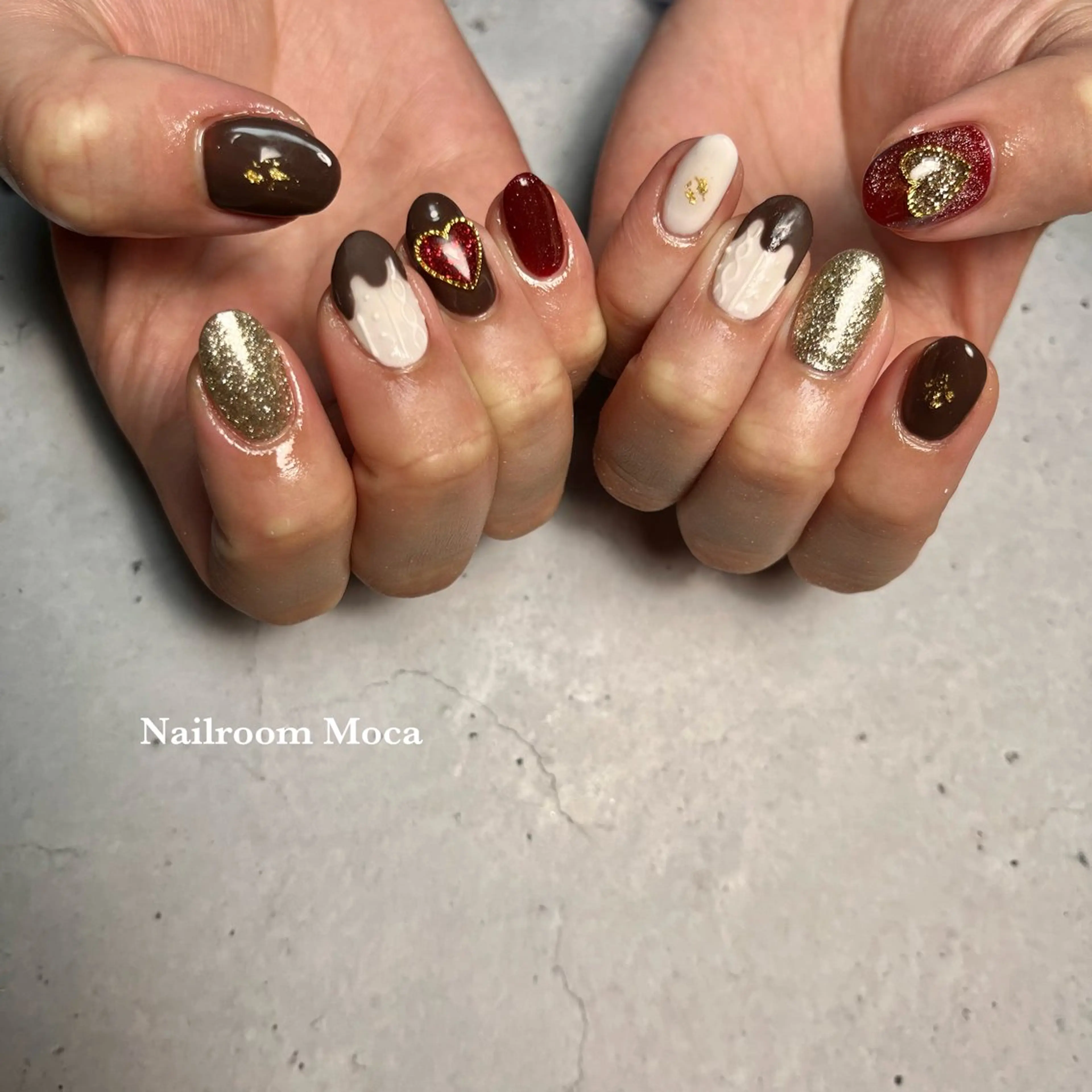 ネイル バレンタイン ハンドネイル Nailroom Mocaのネイルデザイン