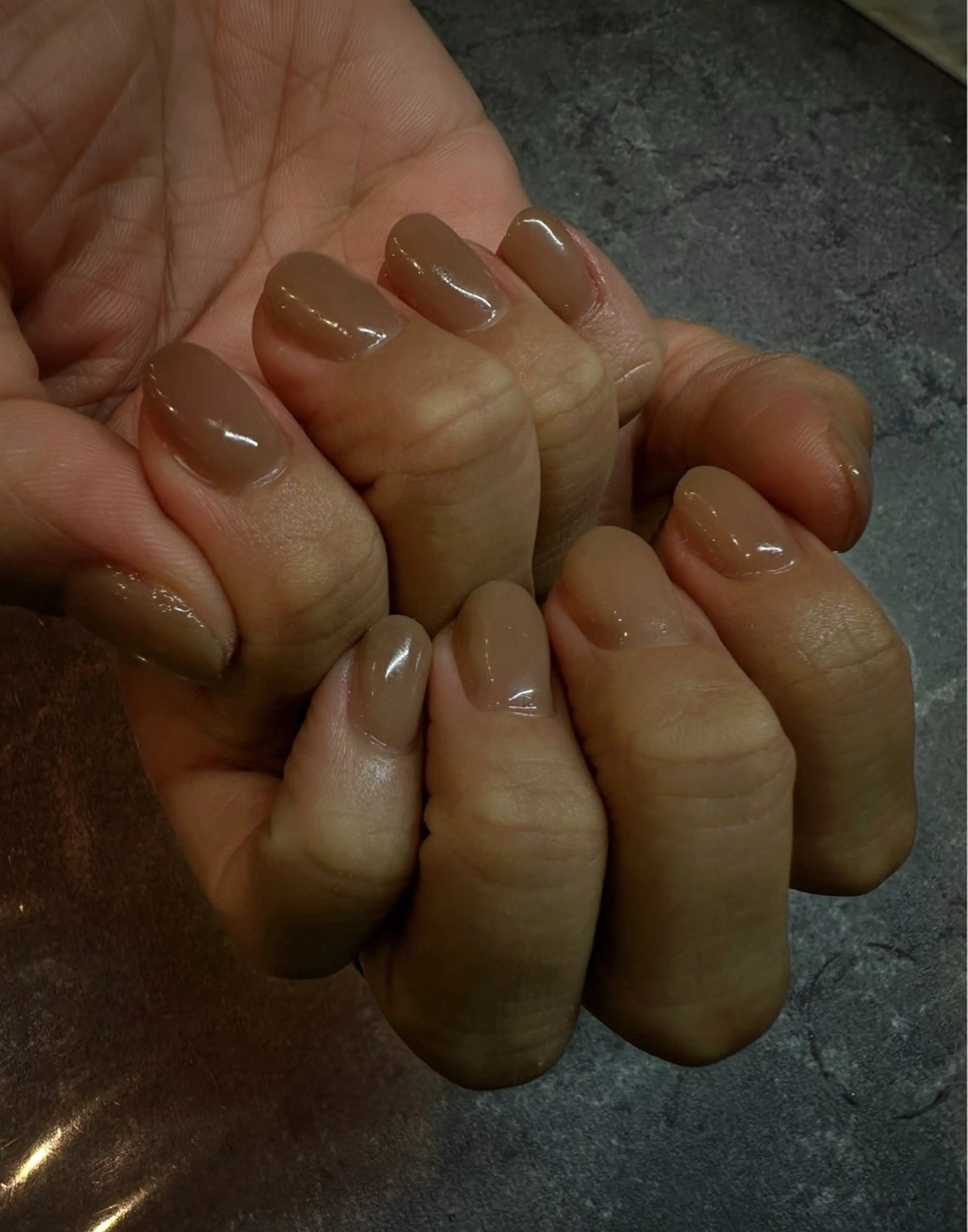 ネイル ブラウン ワンカラーネイル シンプルネイル cres nail（スクールW内）所属・Sei｜京橋｜ Handモデル🩷のネイルデザイン