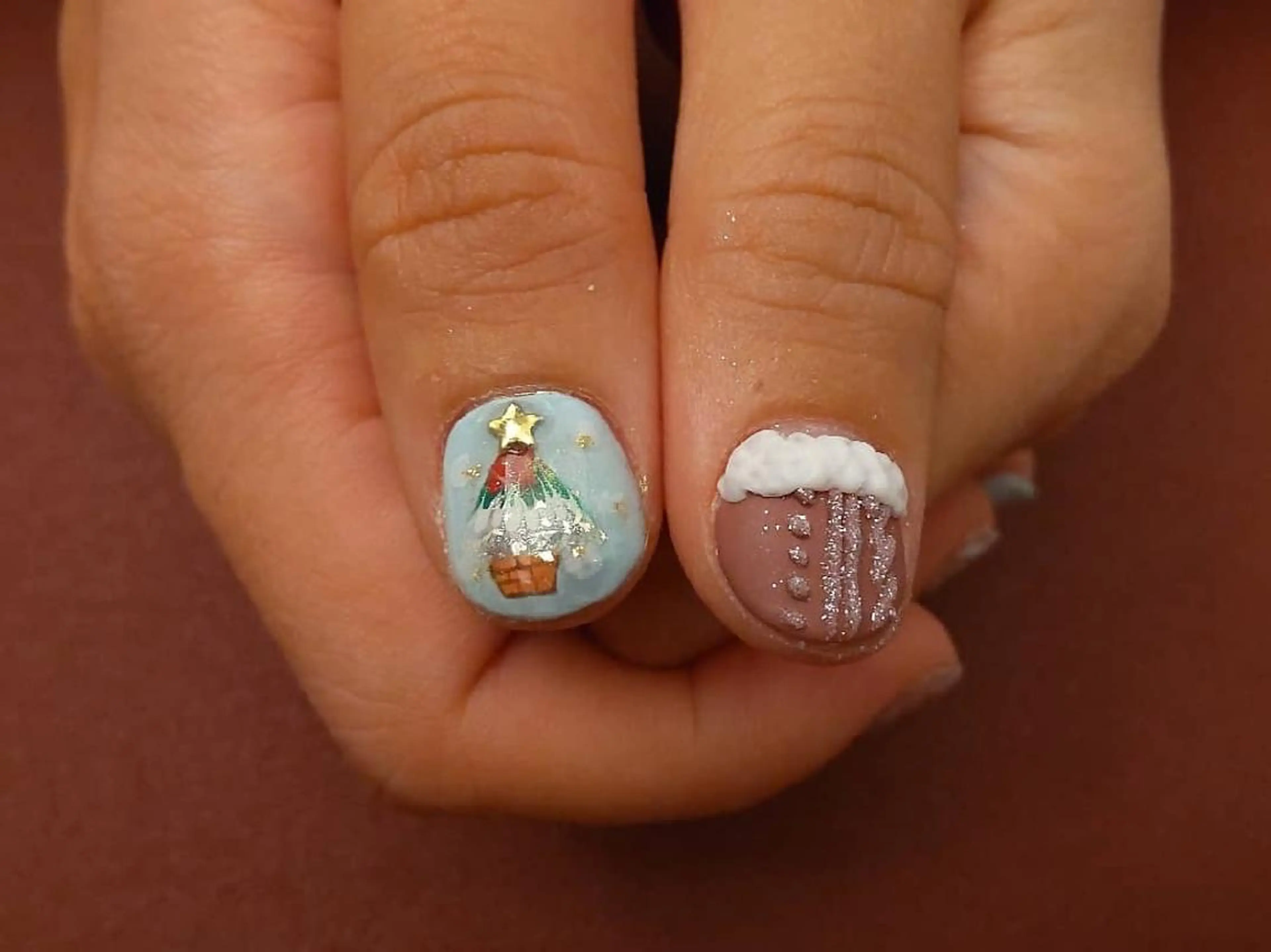 ショート ネイル クリスマス ニュアンスネイル 冬ネイル クリスマス ハンドネイル T&A nailのネイルデザイン