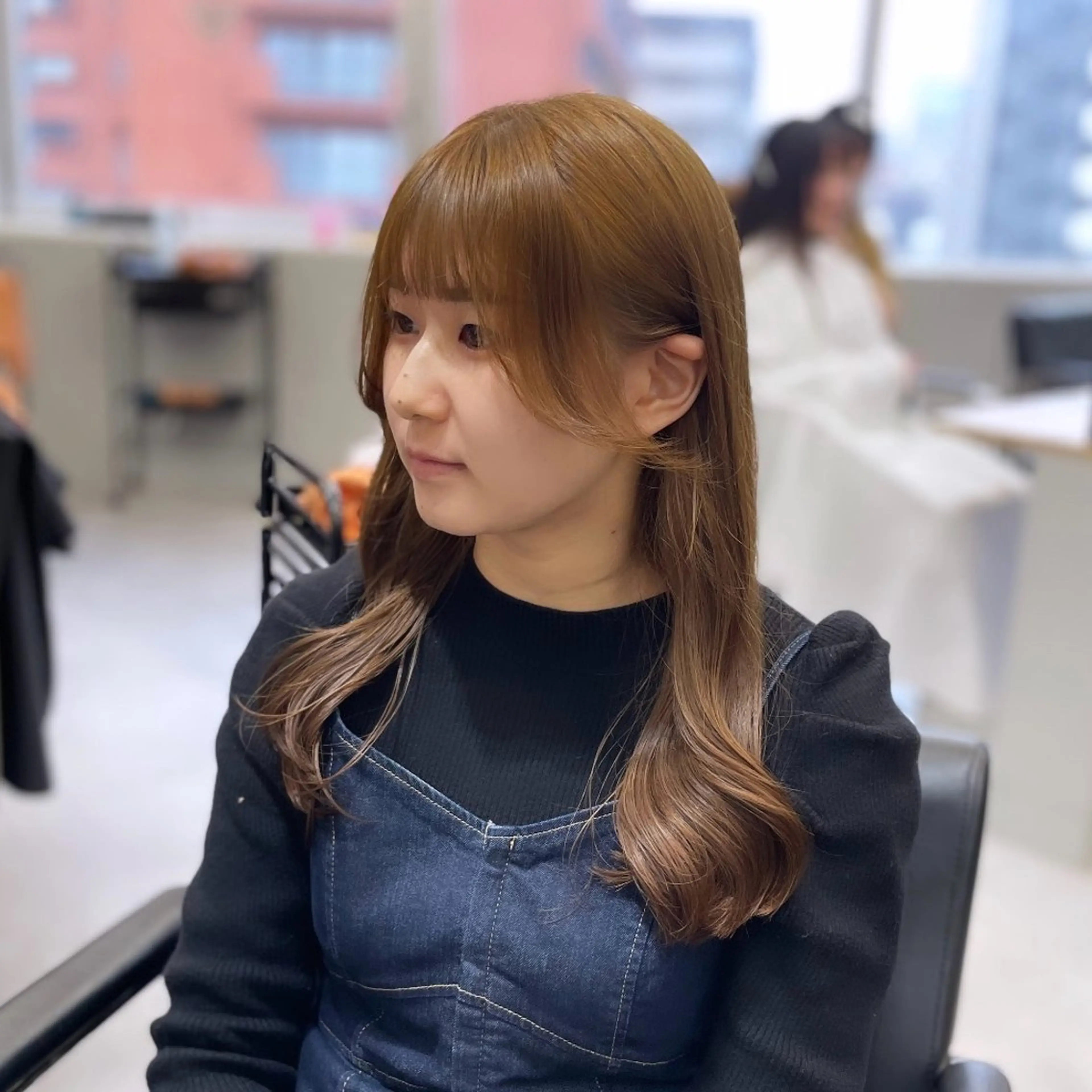 セミロング カラー ベージュカラー 顔周りカット 小顔カット ヘアカラー Rui/透明感カラー 暖色/レイヤーカットのヘアスタイル