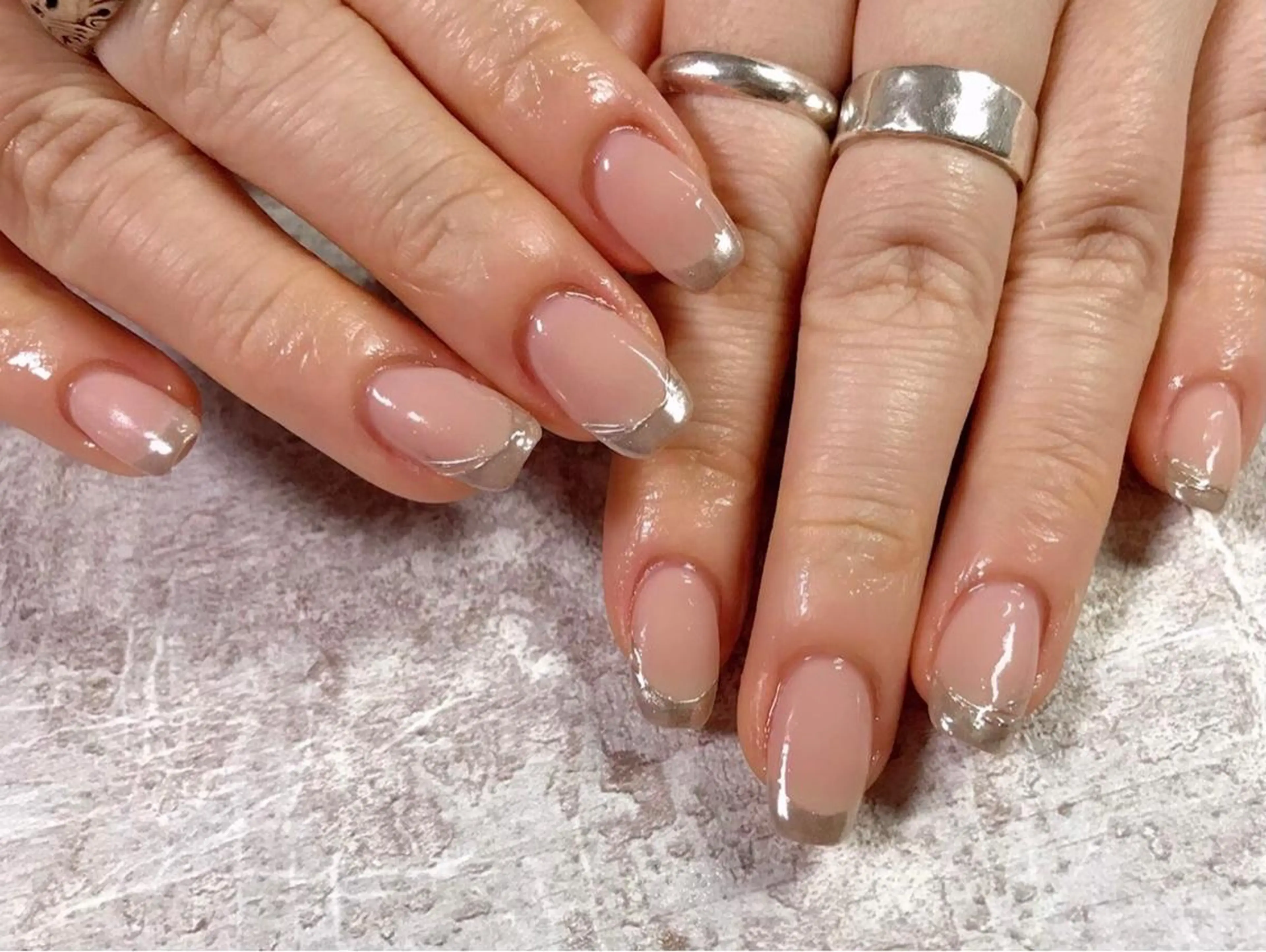 ネイル フレンチネイル ミラーネイル シンプルネイル kiki nail 二子玉川のネイルデザイン