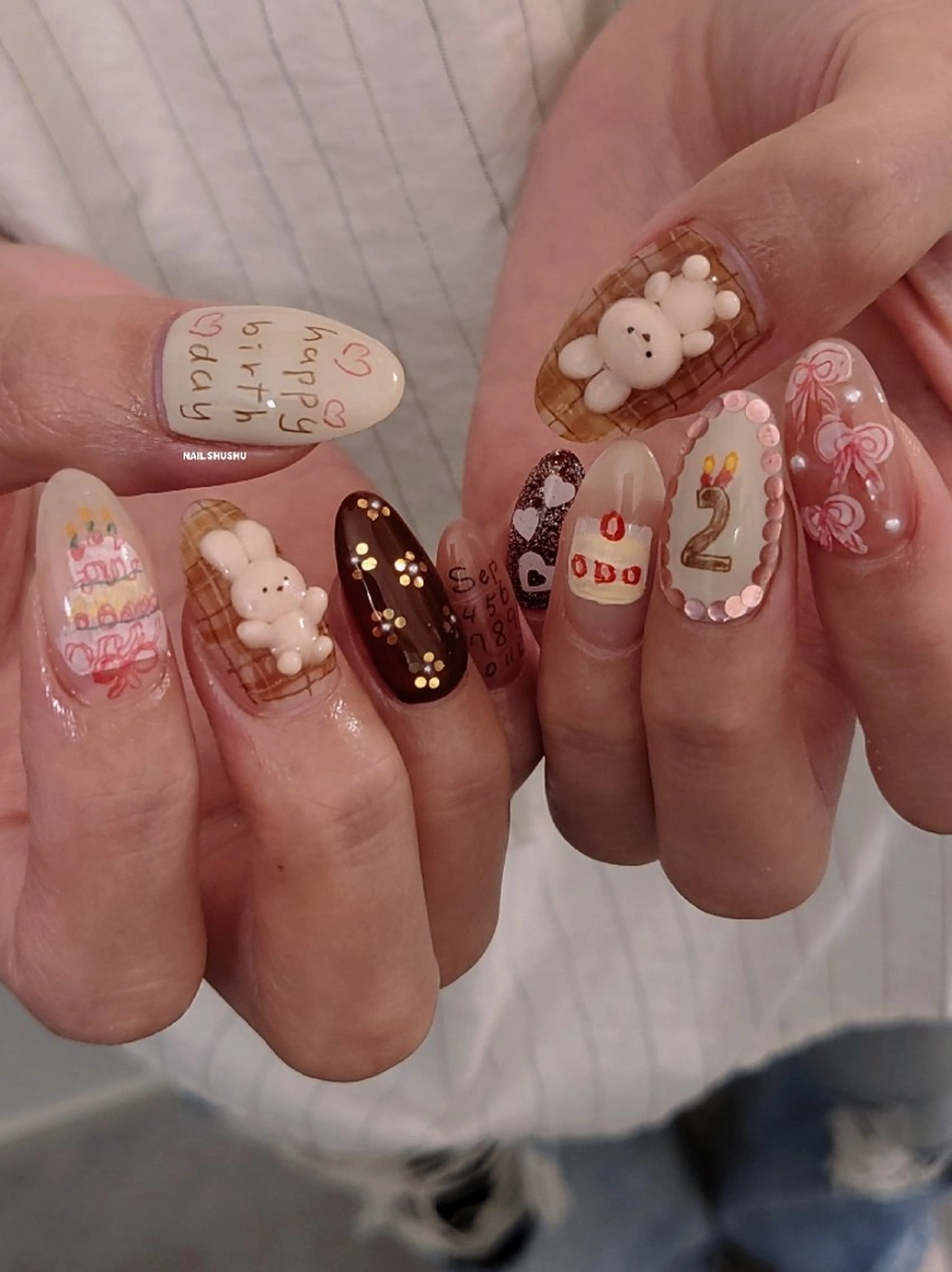 ネイル ハンドネイル 3dパーツ/流行り 👧shushu❤️のネイルデザイン