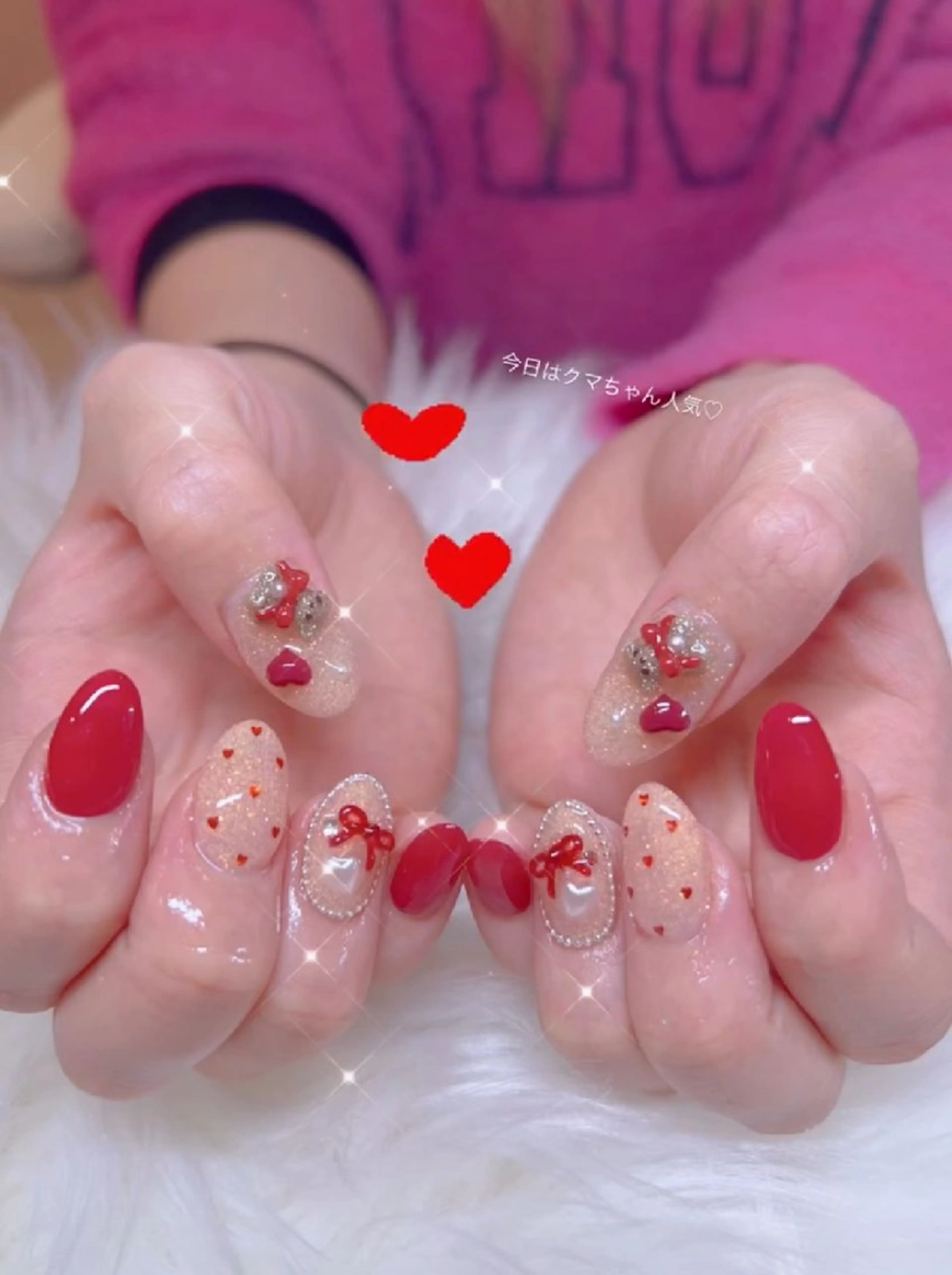 ネイル アートネイル 冬ネイル クリスマス ハンドネイル I LOVE ME  NAIL.｡.:*♡のネイルデザイン