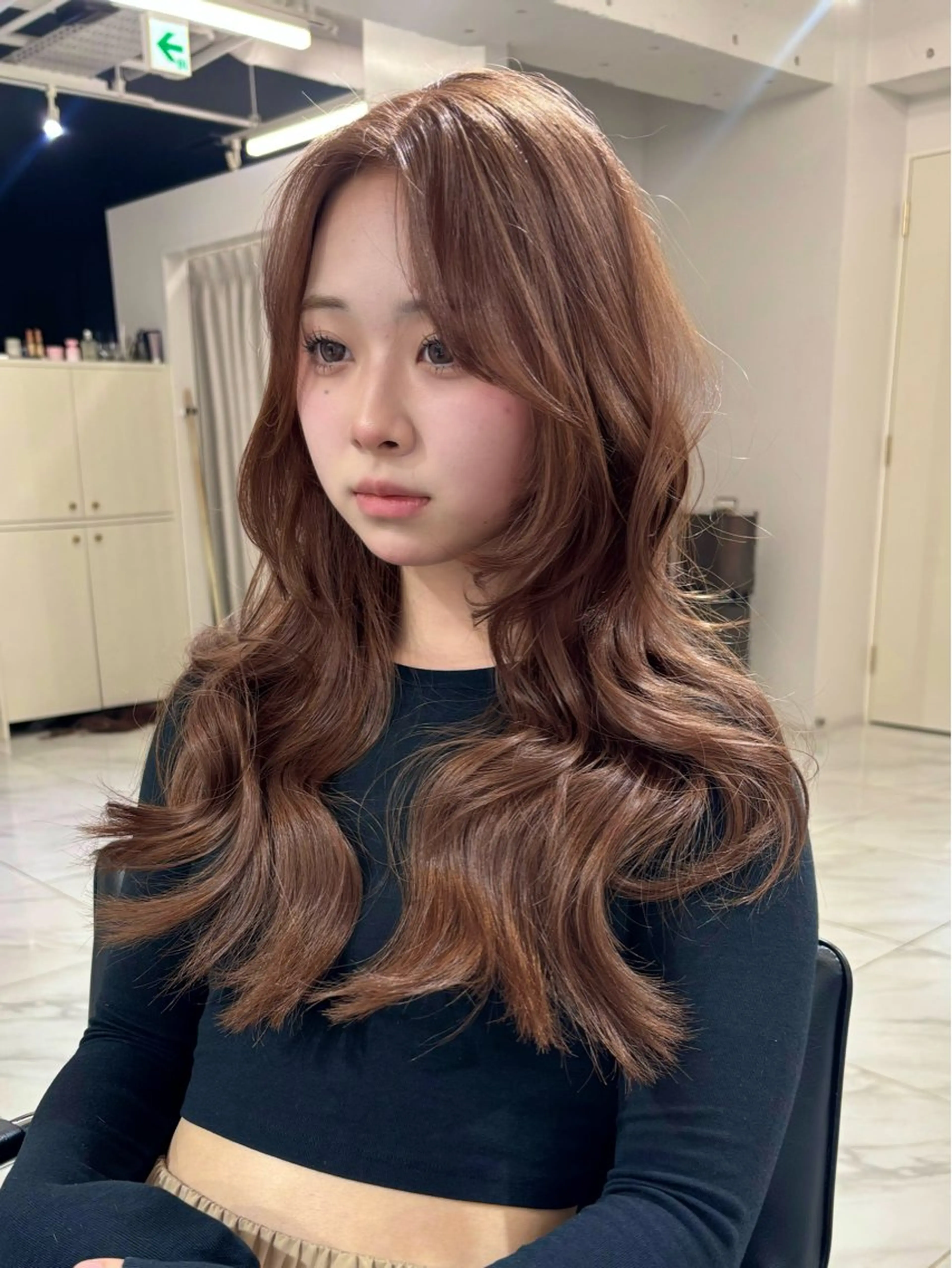 ロング カラー ブリーチ ブラウンカラー ダブルカラー ブリーチなしカラー カット ヘアカラー 🩶大人韓国ヘア 渋谷/Satsukiのヘアスタイル