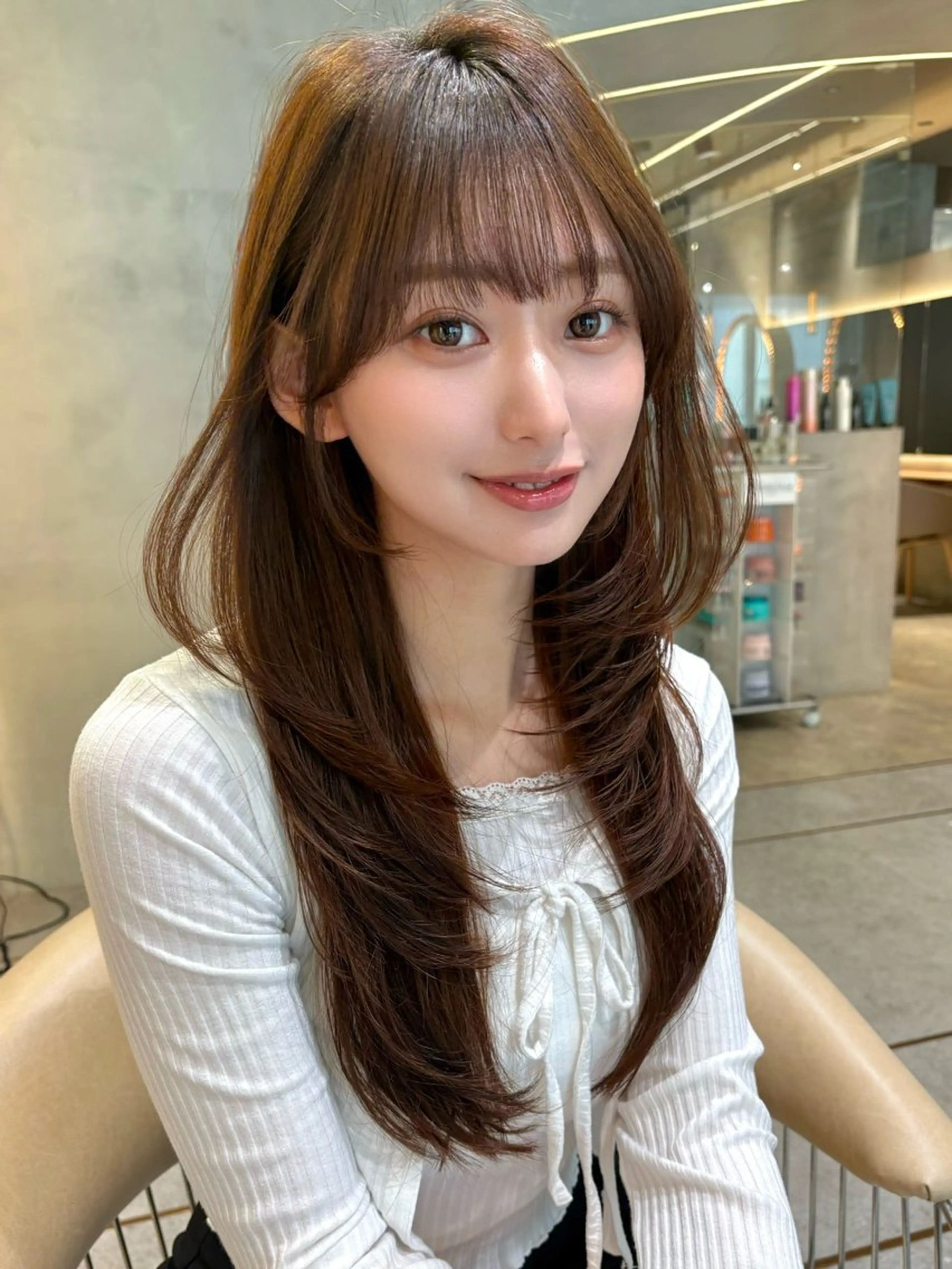 ロング カラー カット ヘアカラー トリートメント 髪質改善　ANFINI 仙台所属・仙台Ｉ韓国レイヤー Ｉ髪質改善Ｉ伊藤拓海のヘアスタイル