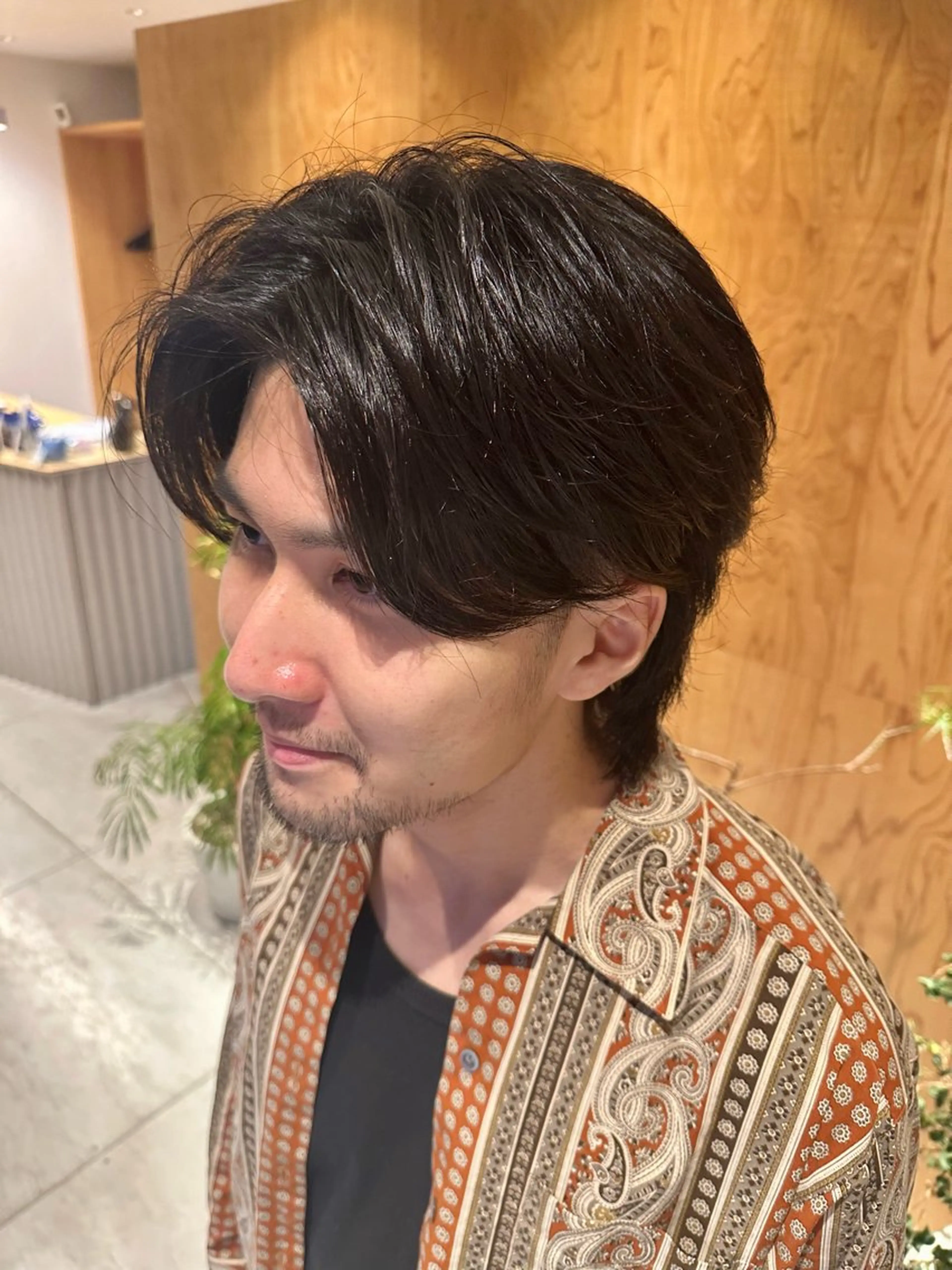 ミディアム メンズ センターパート メンズウルフカット ウルフカット メンズパーマ達人/ フェード/イツキのヘアスタイル