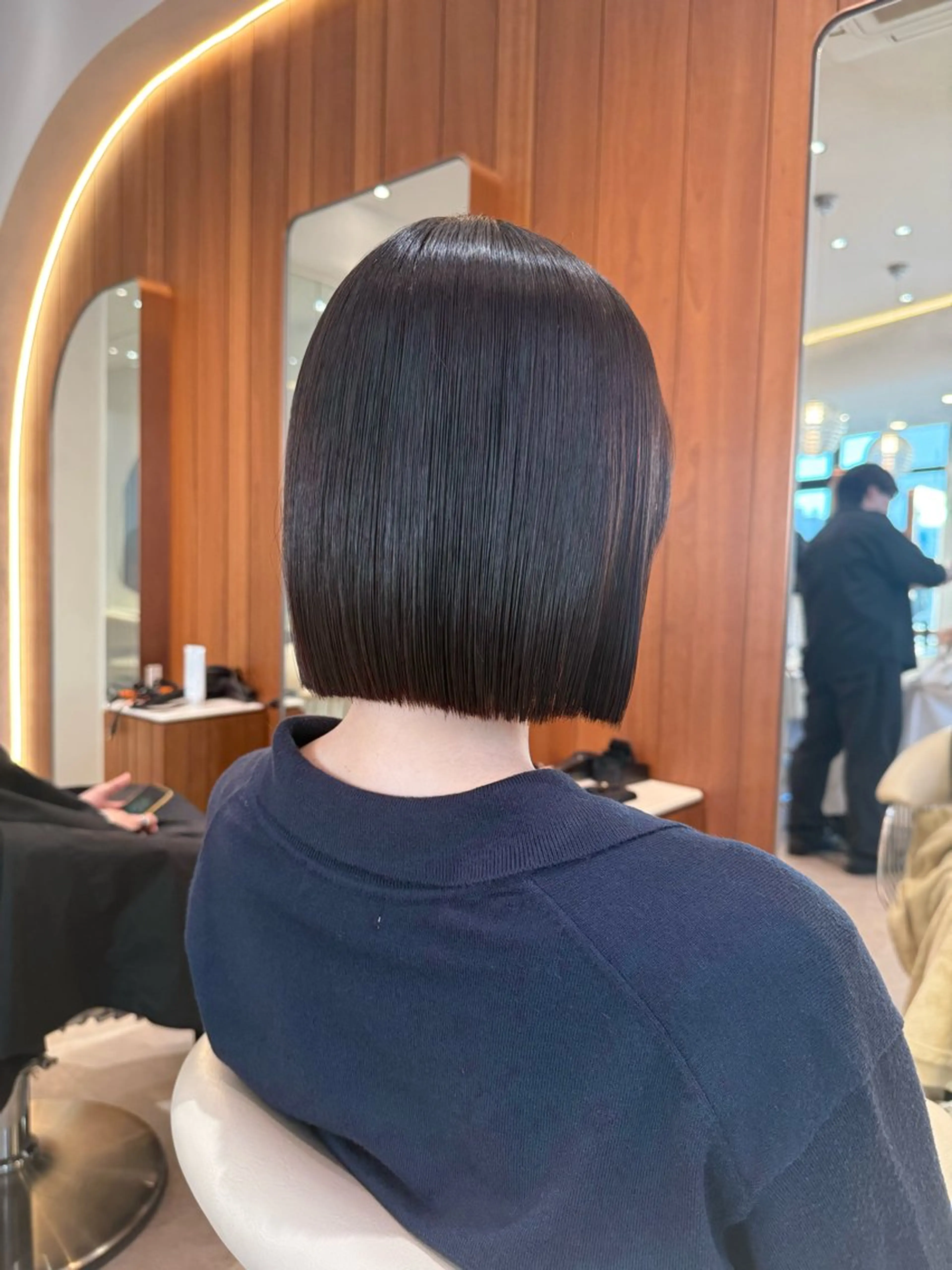 ミディアム カラー パーマ 切りっぱなしボブ ショートボブ ボブレイヤー 透明感カラー ボブ カット ヘアカラー 縮毛矯正 トリートメント 渋谷ボブ/レイヤー ボブ田中航平のヘアスタイル