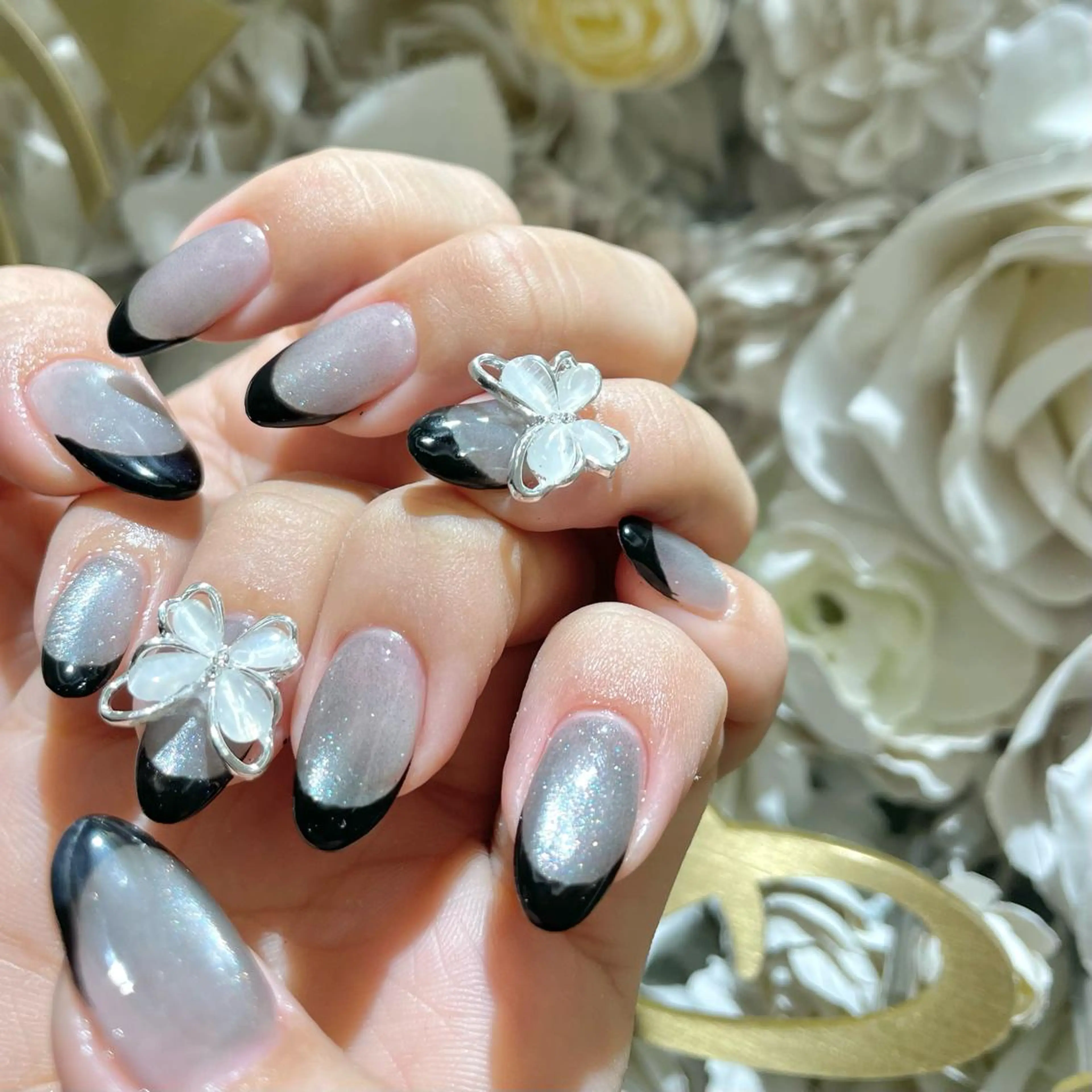 ネイル フレンチネイル 氷ネイル・うるうるネイル PuaMo. JUNA🐇ྀིのネイルデザイン