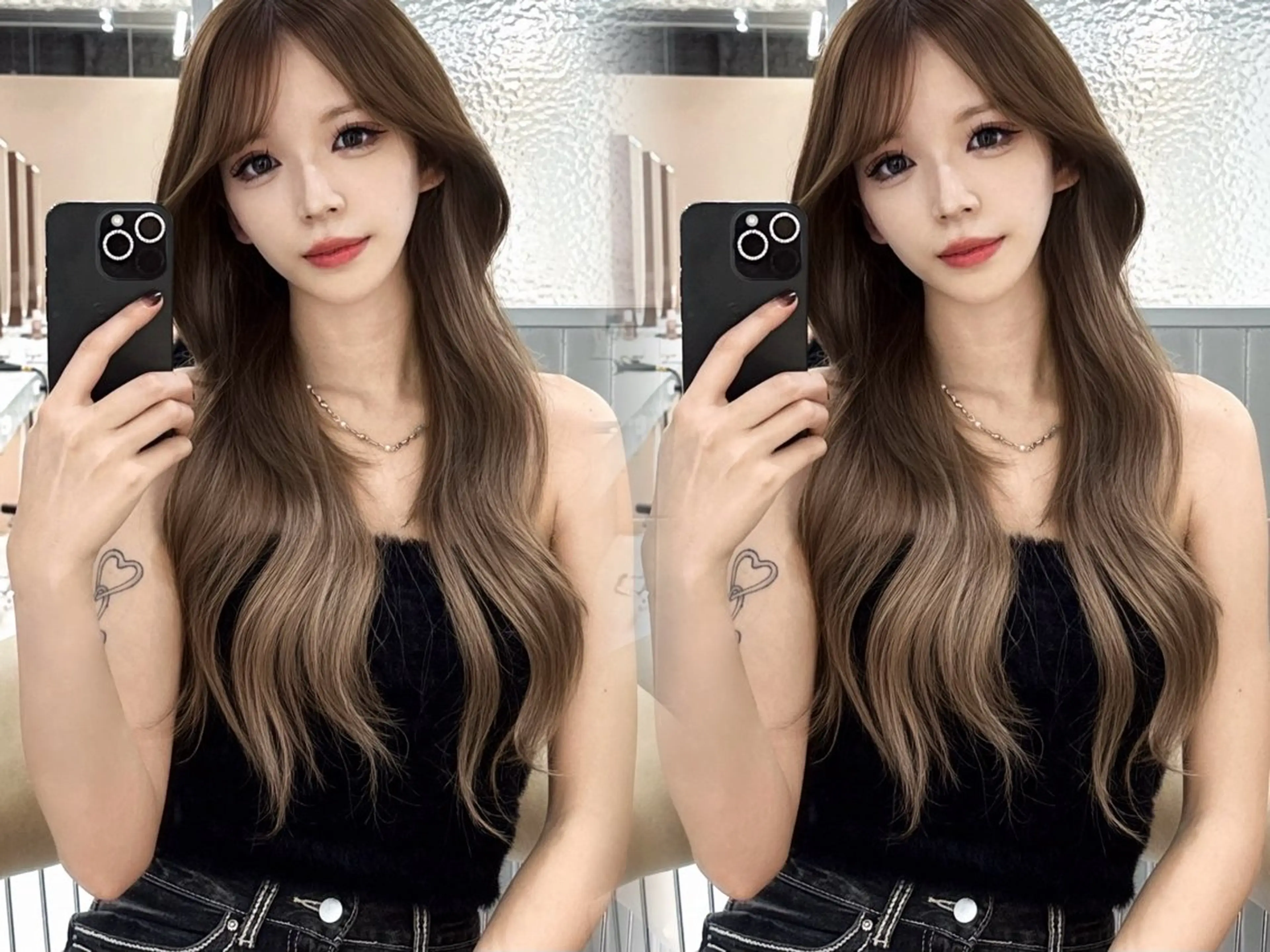 ロング 韓国風ヘア レイヤーカット カット ヘアカラー トリートメント 大西 天使のヘアスタイル