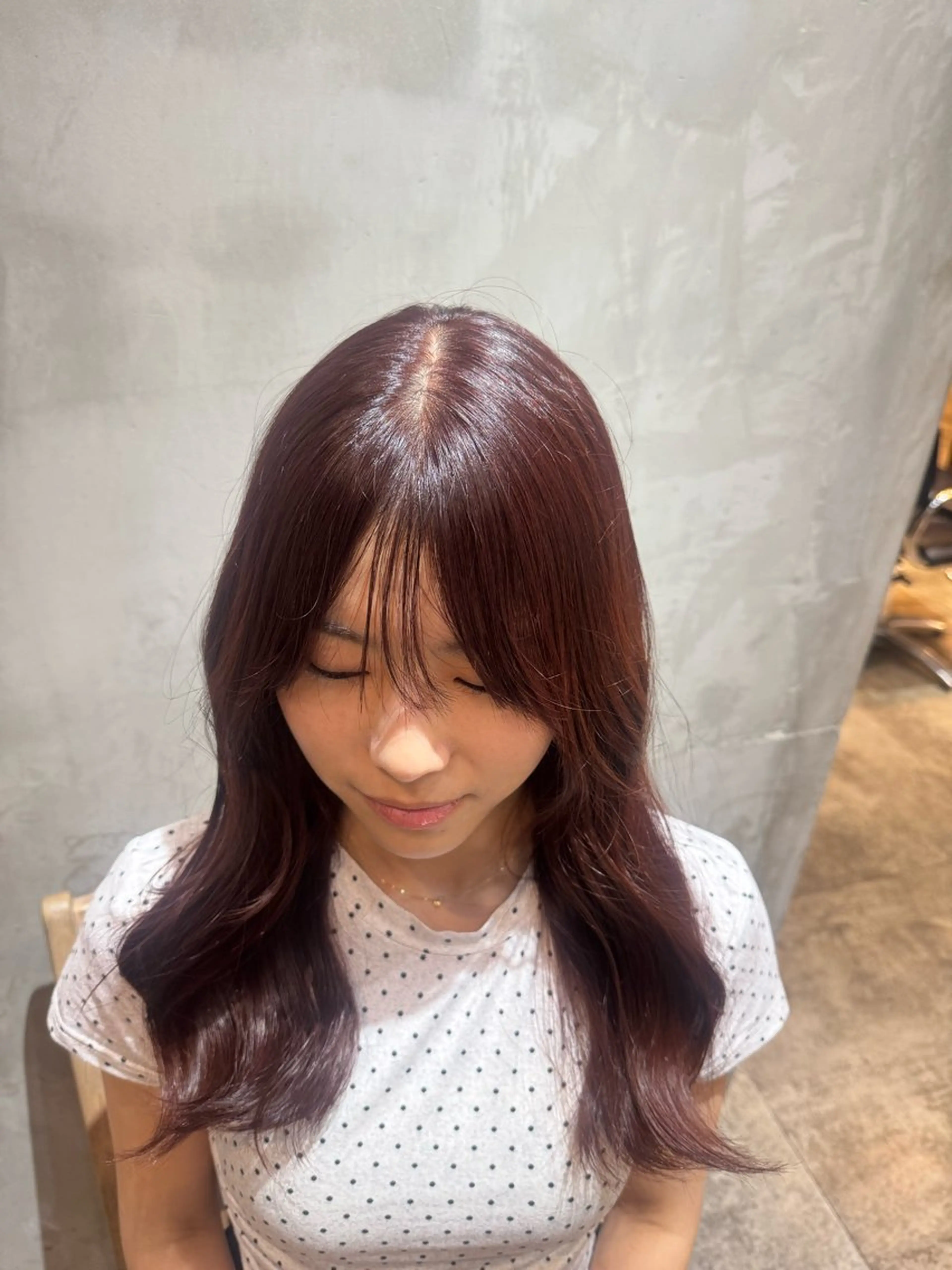 ロング レイヤーカット 小顔カット ヘアカラー 渋谷/切りっぱなし レイヤー/ブリーチのヘアスタイル