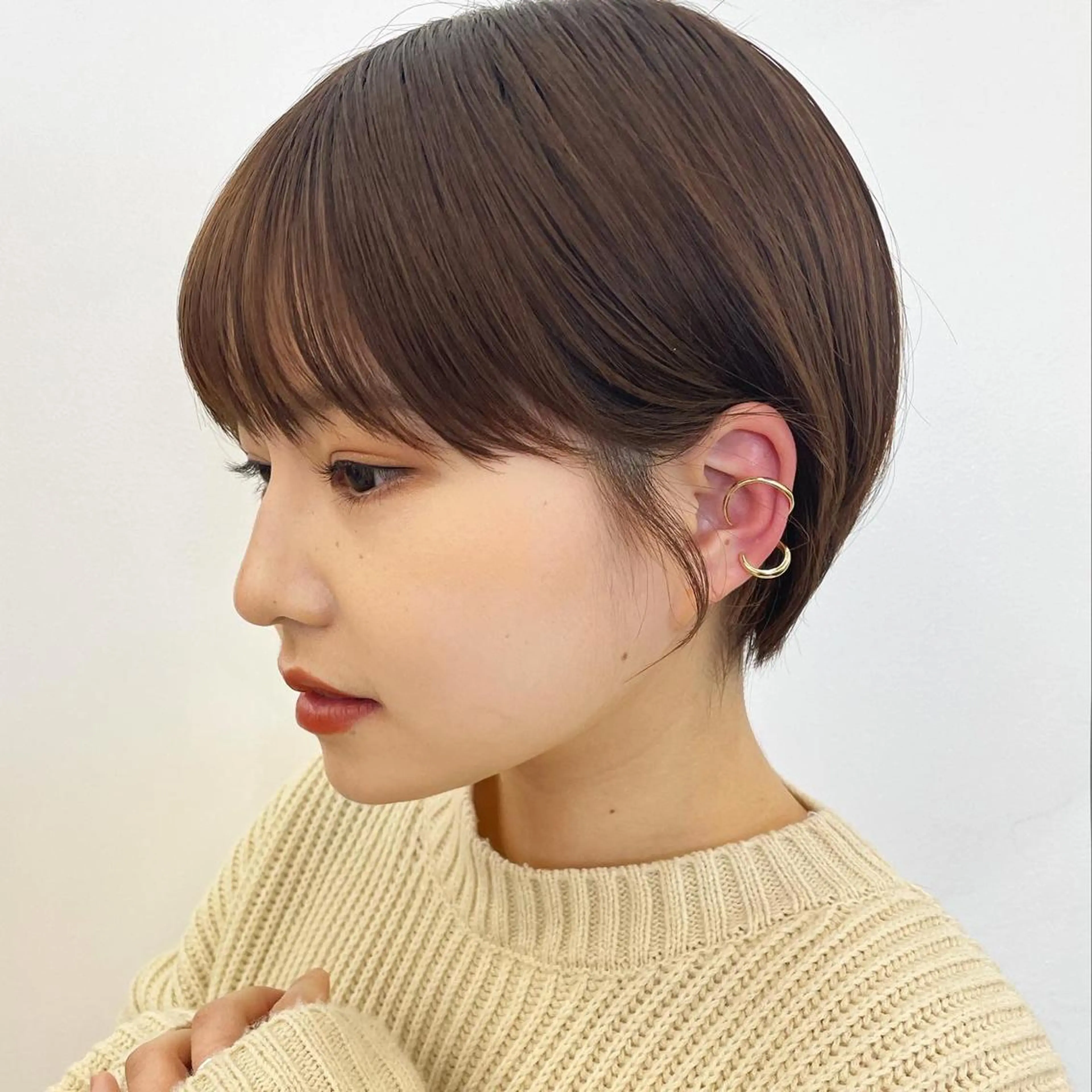 ショート カラー ブラウンカラー ココアブラウン ショートヘア ヘアカラー レイヤー/ショート透 明感カラー/西田祐賀のヘアスタイル