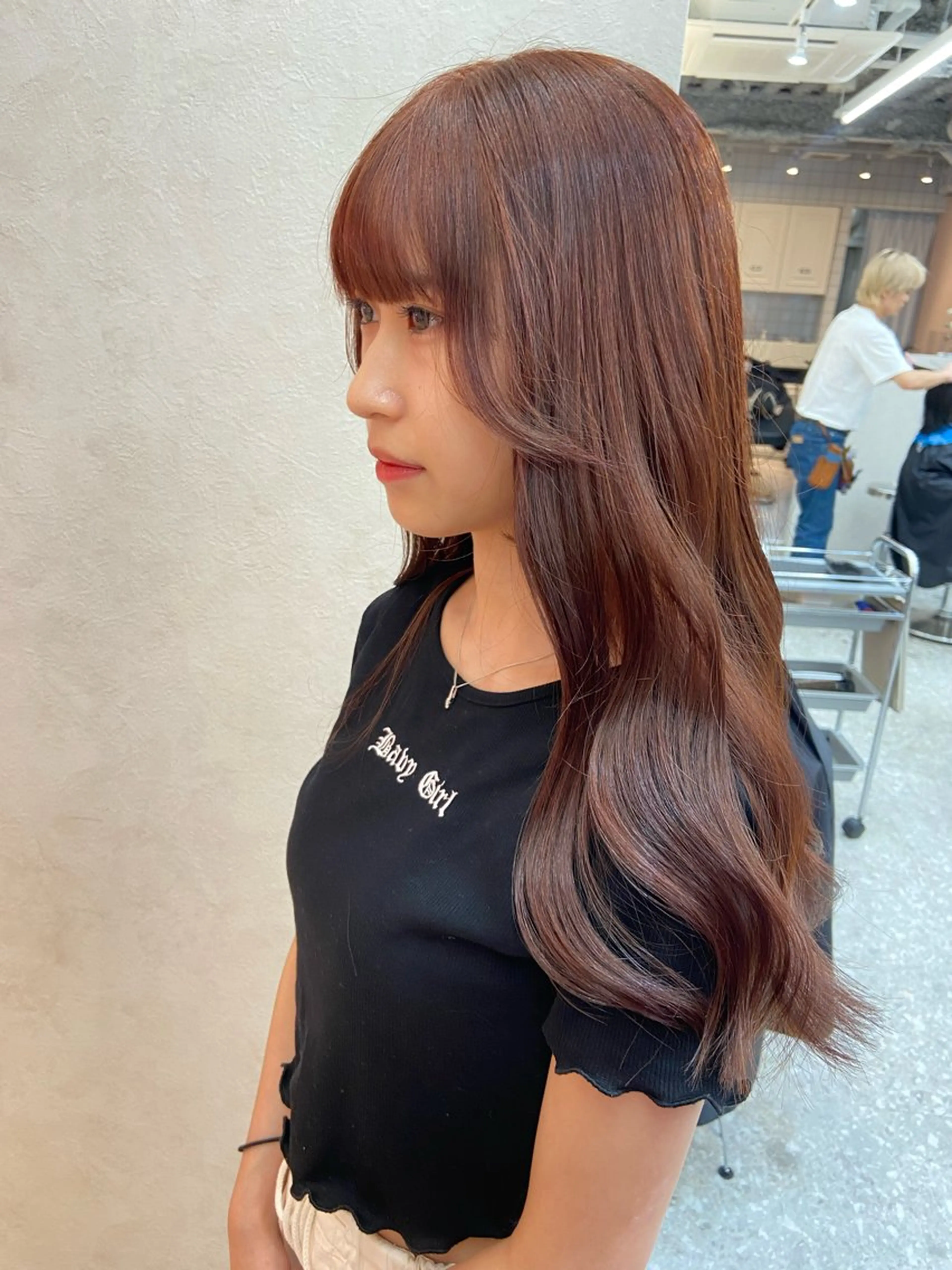 ロング カラー ブラウンカラー ピンクカラー ピンクブラウン レッドカラー 韓国風ヘア 新宿/韓国ヘア 中明度カラー/かやのヘアスタイル