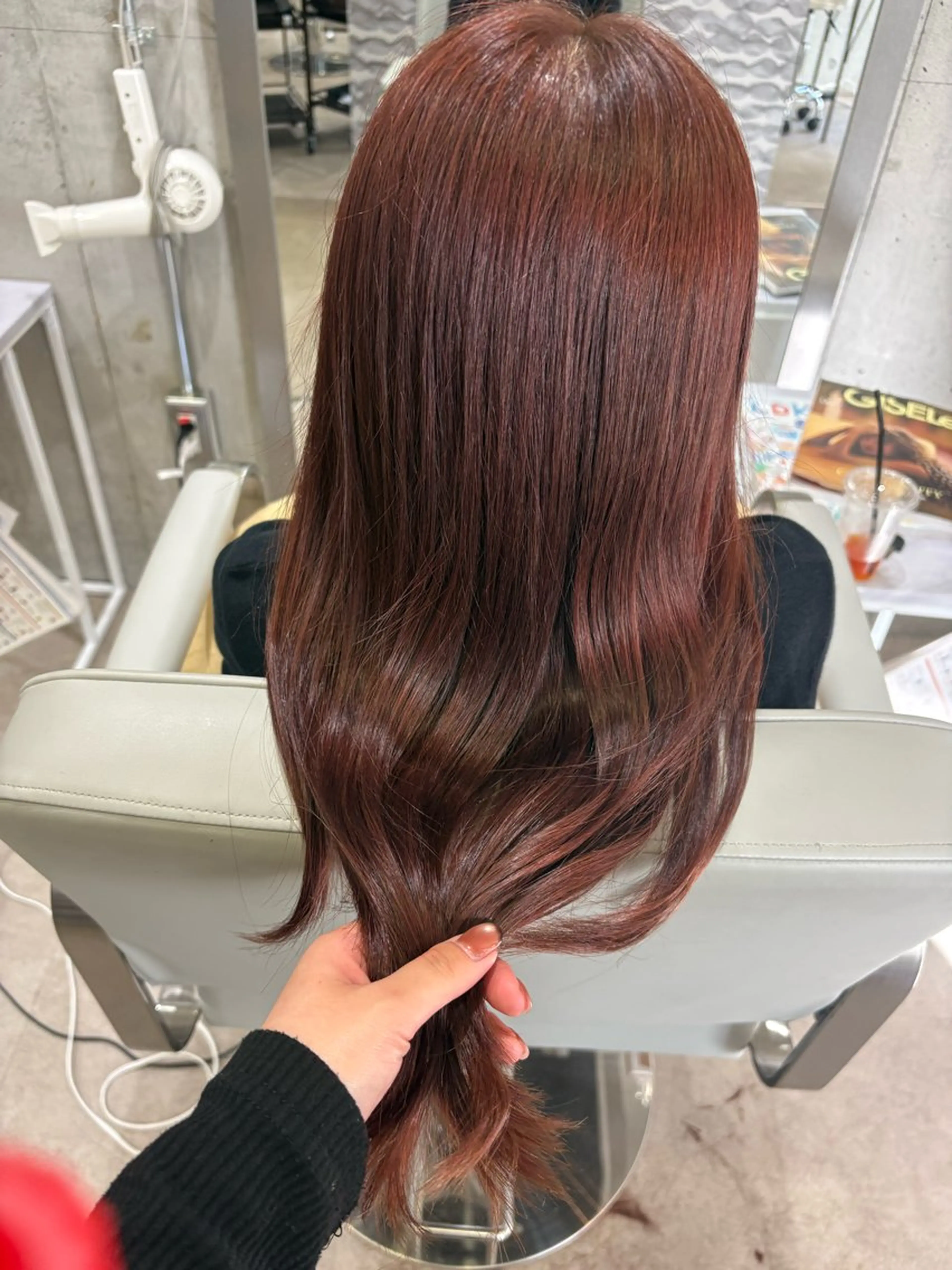 ロング レッドブラウン ヘアカラー トリートメント MASHIRO💎 天神/大名のヘアスタイル