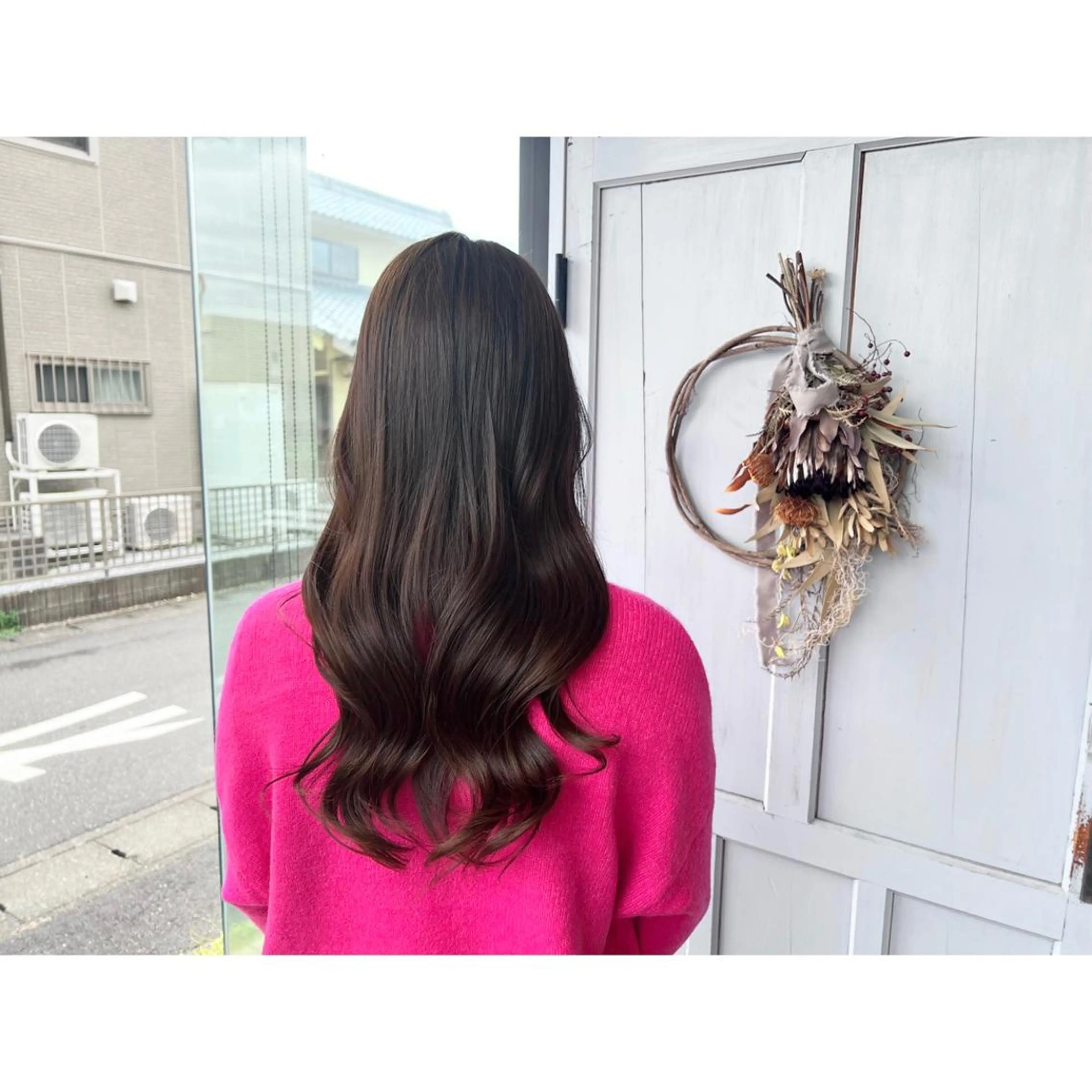 ロング カラー アッシュ カット ヘアカラー トリートメント ツキダテ ユイのヘアスタイル