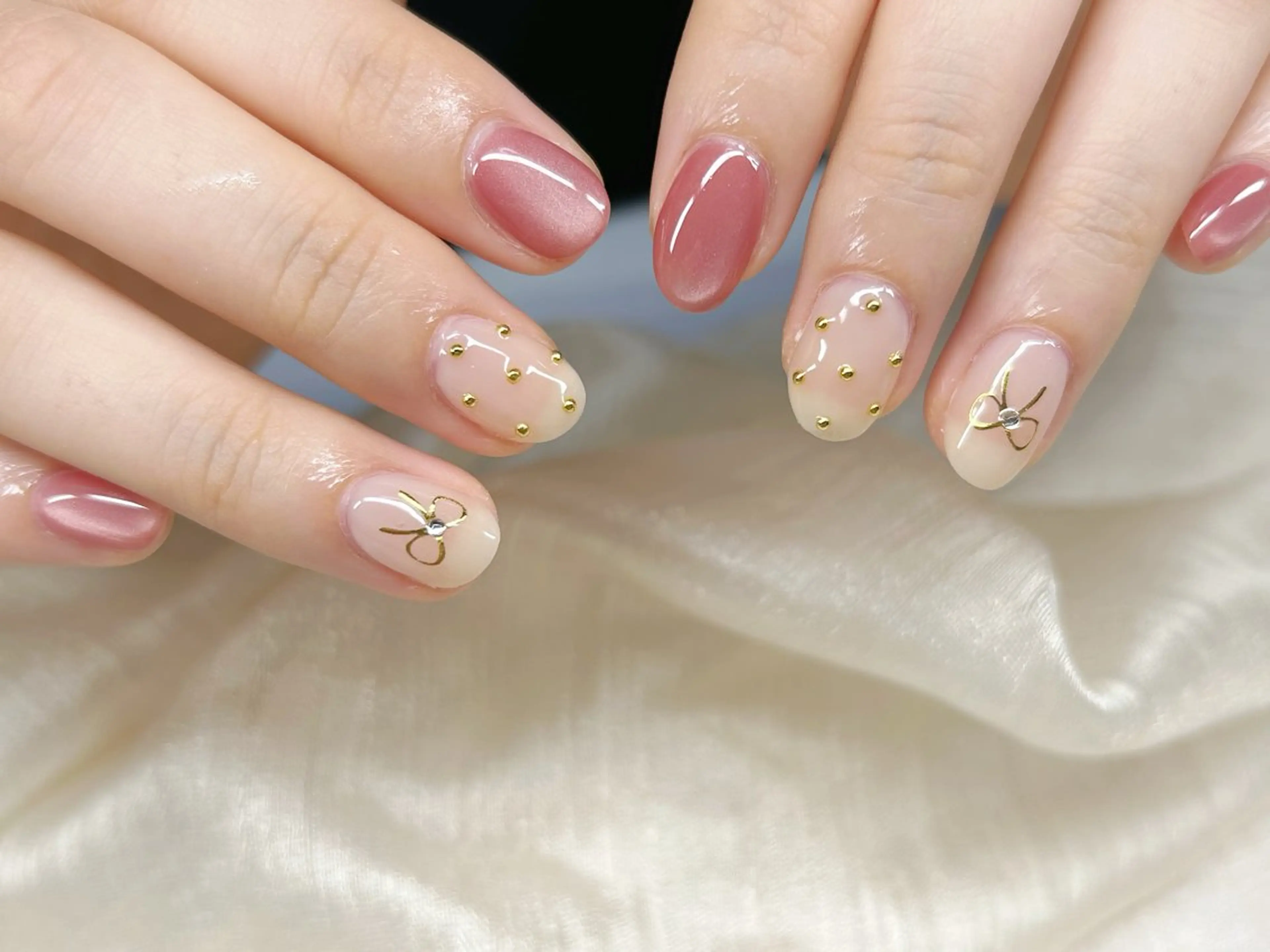 ネイル アートネイル チークネイル 成人式 入学式 長さ出し ハンドネイル Lino Nailのネイルデザイン