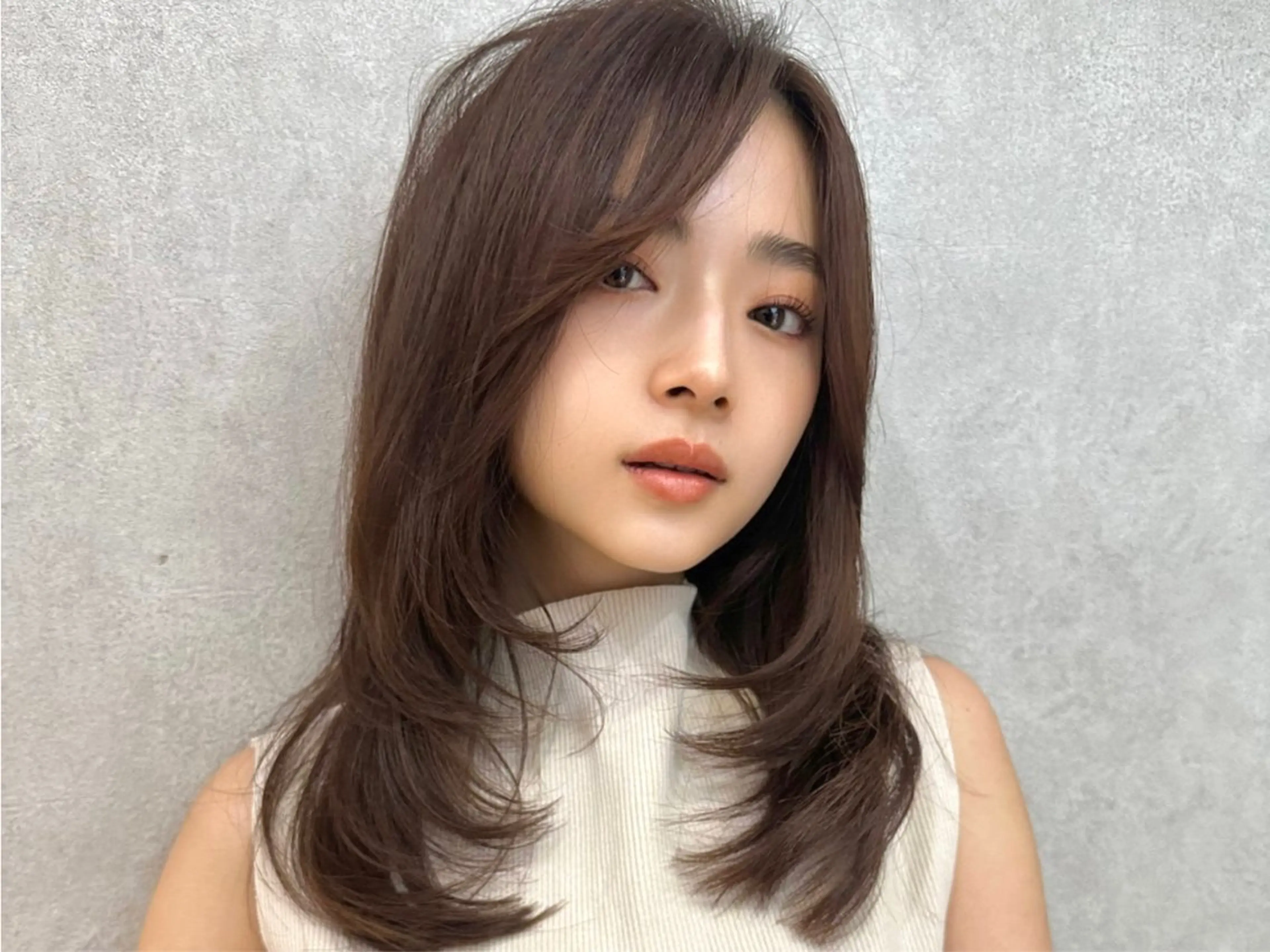 セミロング 韓国風ヘア レイヤーカット カット ヘアカラー トリートメント ヘアセット 銀座副店長/レイヤー /韓国ヘア/髪質改善のヘアスタイル