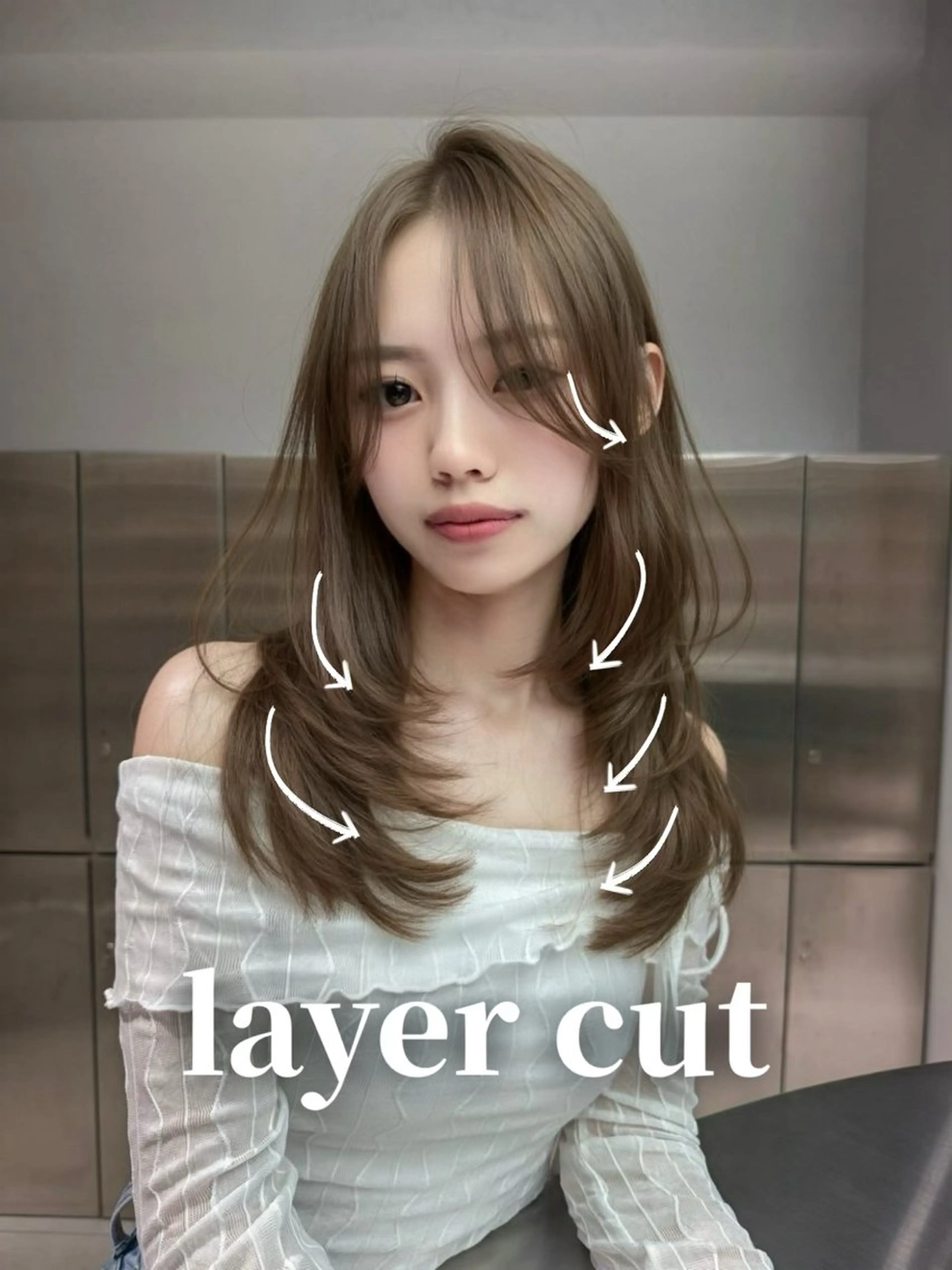 ミディアム レイヤーカット カット ヘアカラー トリートメント ハルナ/ハイトーン‎ /lond uluのヘアスタイル