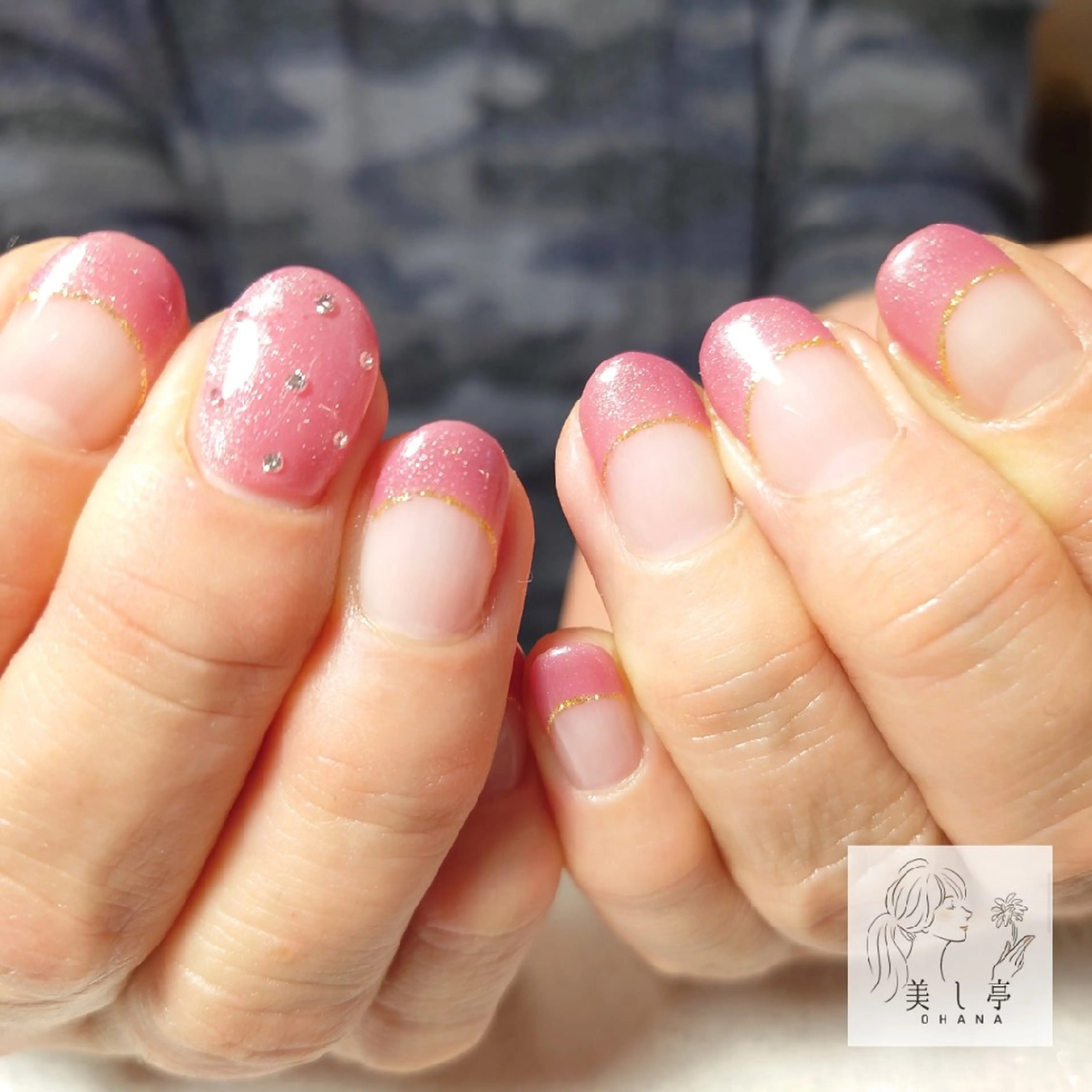 ネイル フレンチネイル ピンク 美し亭 OHANAのネイルデザイン