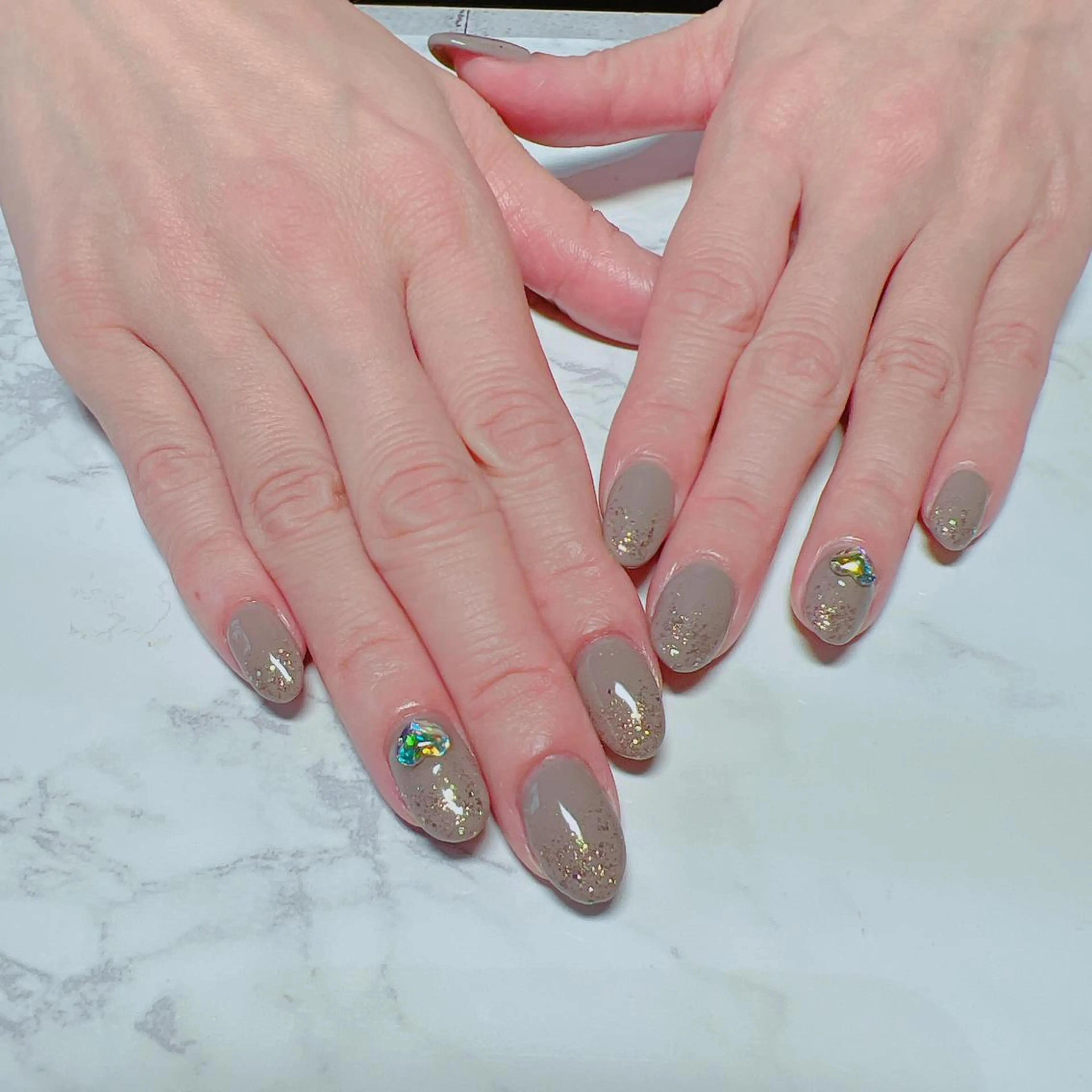 ネイル ハート キラキラネイル ラメ(グリッター) ラメグラデーション たきぐち みちこのネイルデザイン