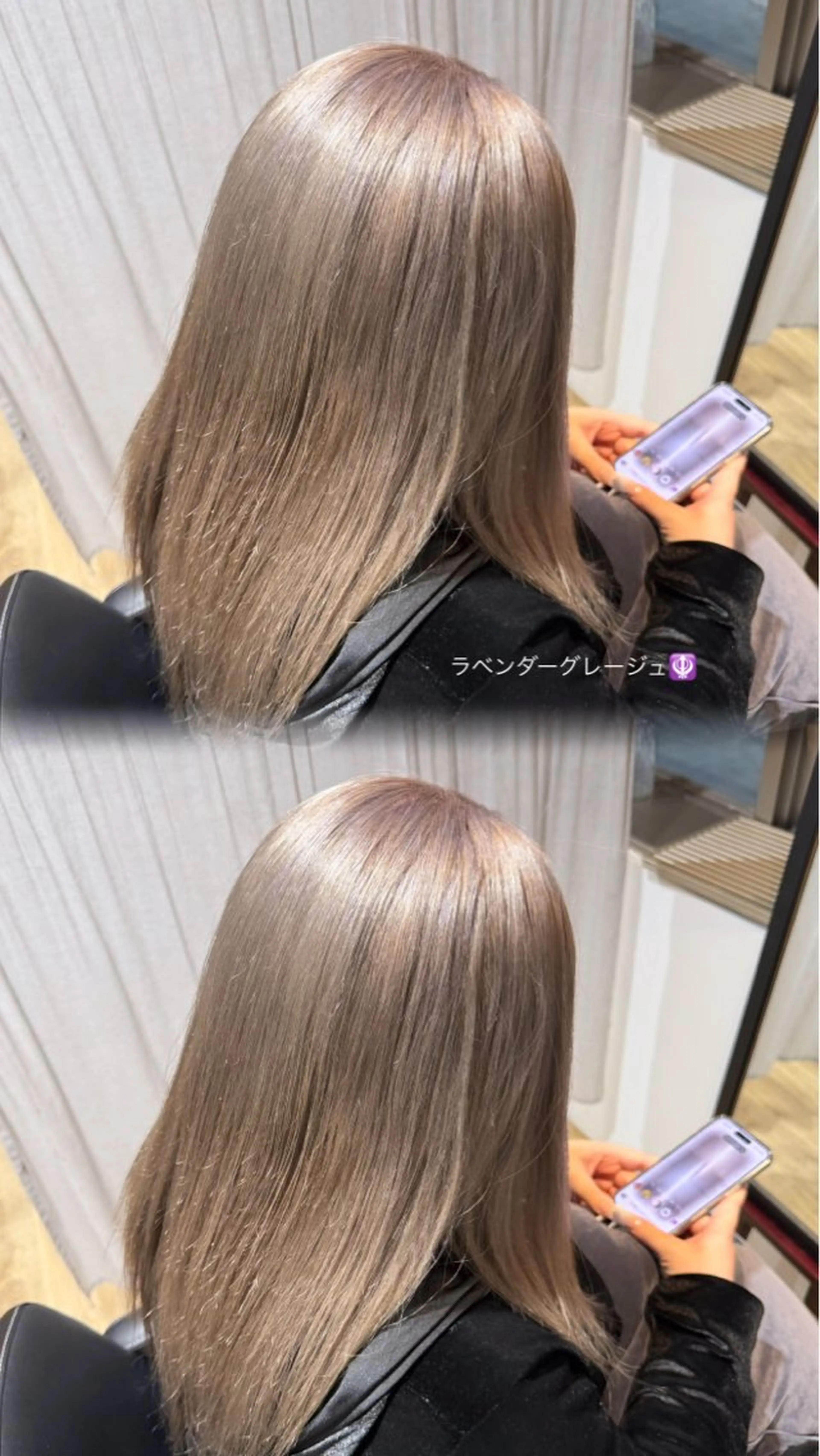 カラー ブリーチ グレージュ ラベンダーカラー ラベンダーグレージュ ラベンダーグレー ヘアカラー KaRin 🌺のヘアスタイル