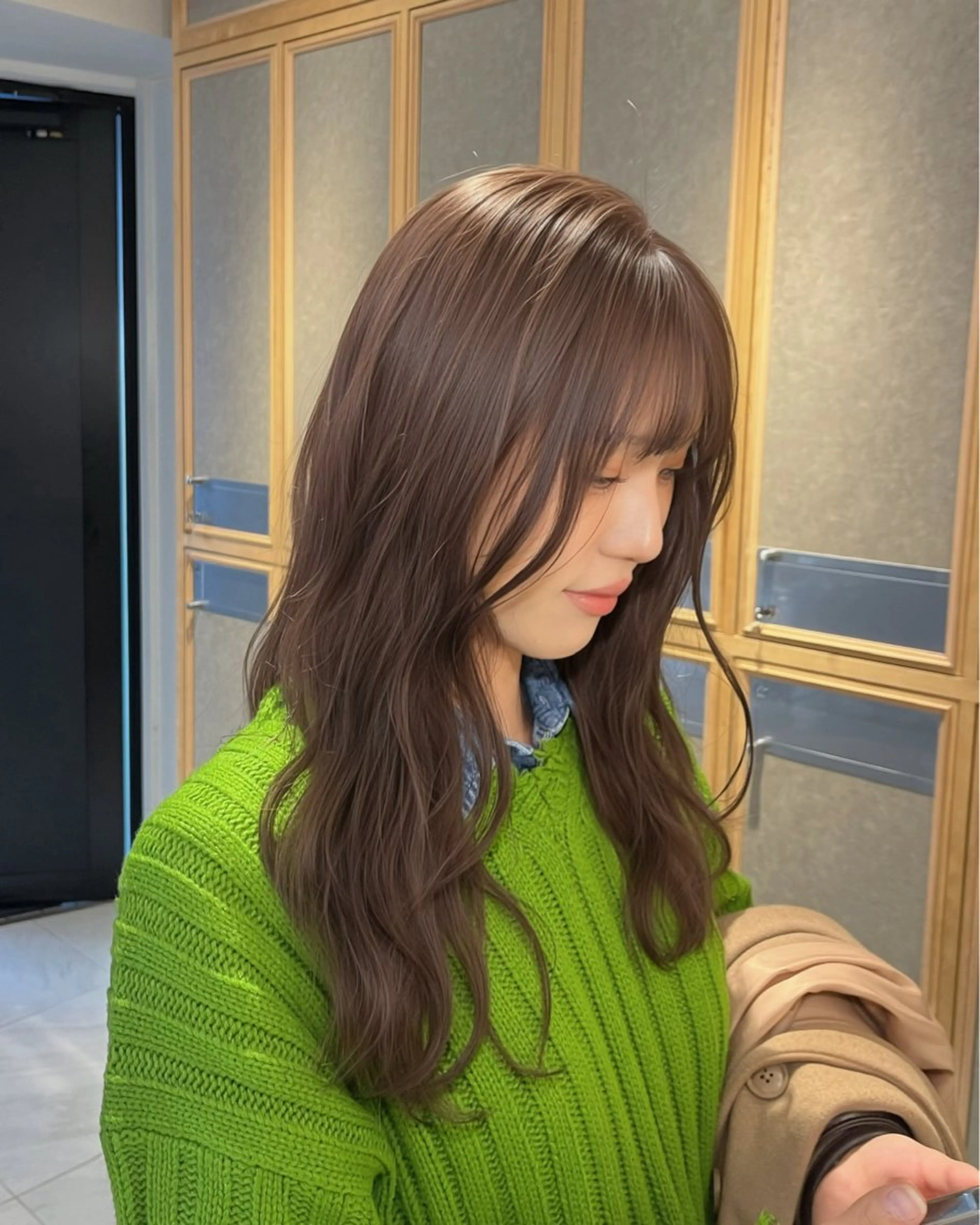 ロング カラー ベージュカラー ヘアカラー トリートメント ナミ🩶暗髪/暖色 ❤️/透明感/縮毛のヘアスタイル