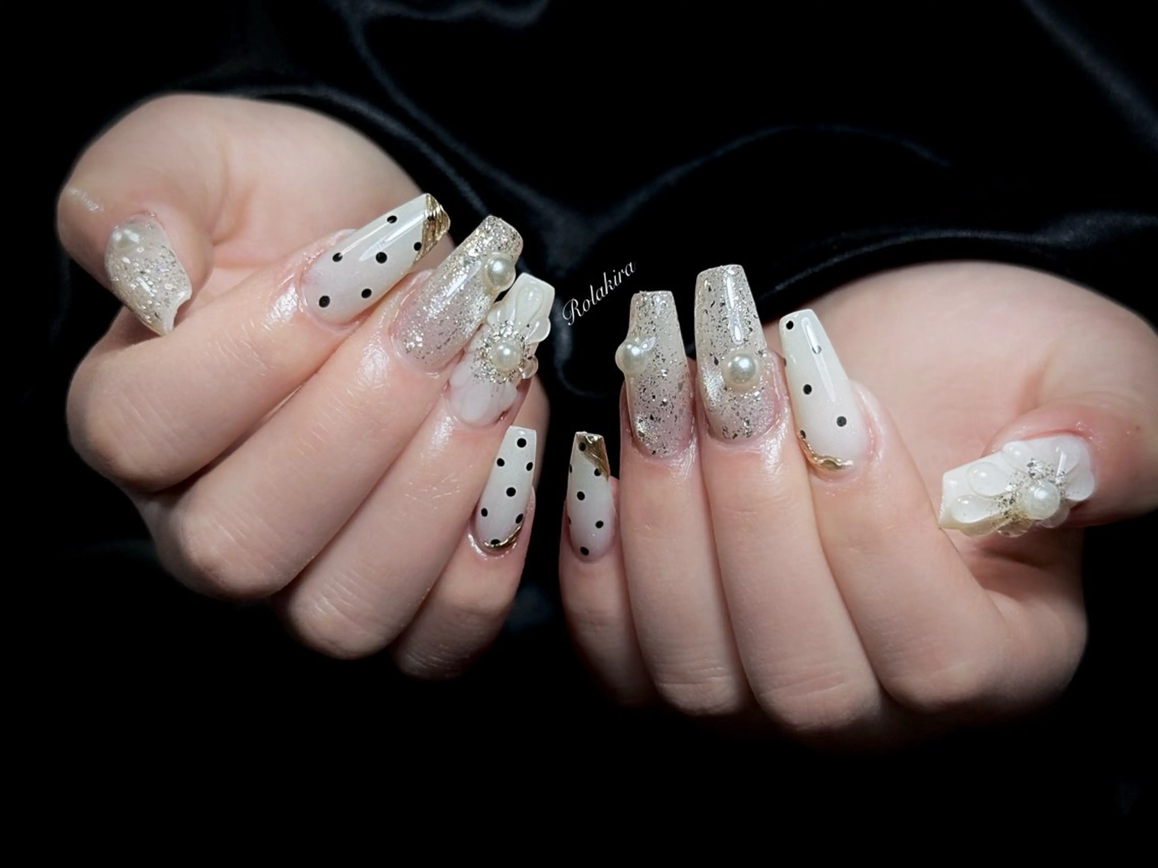 ネイル チークネイル 長さ出し フレンチネイル ジェルネイル 韓国ネイル ハンドネイル Rola kira 麗のネイルデザイン