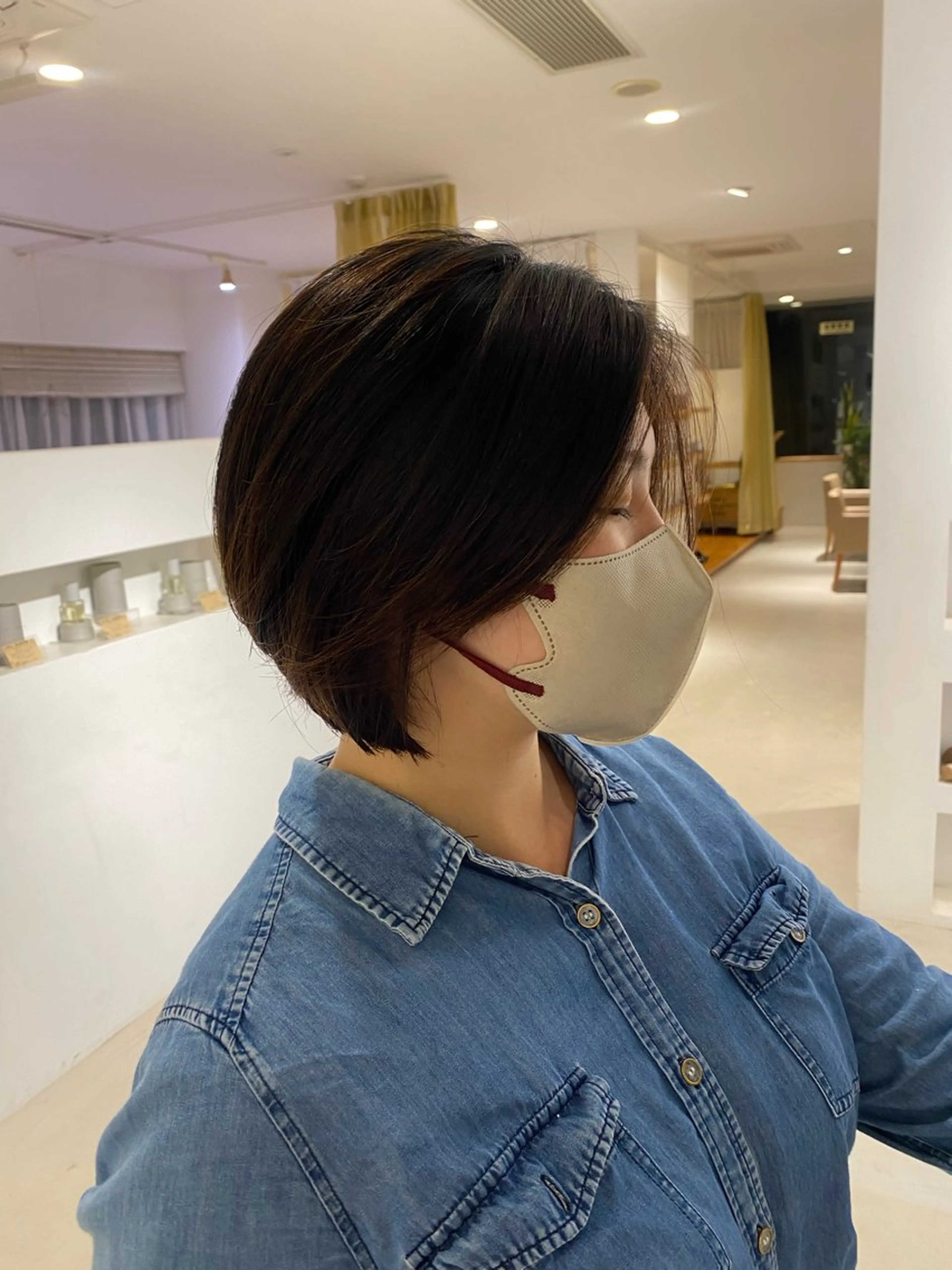 ショート ショートボブ ボブ ショートヘア 🎀調布仙川透明感オ リーブカラー干莉🎀のヘアスタイル