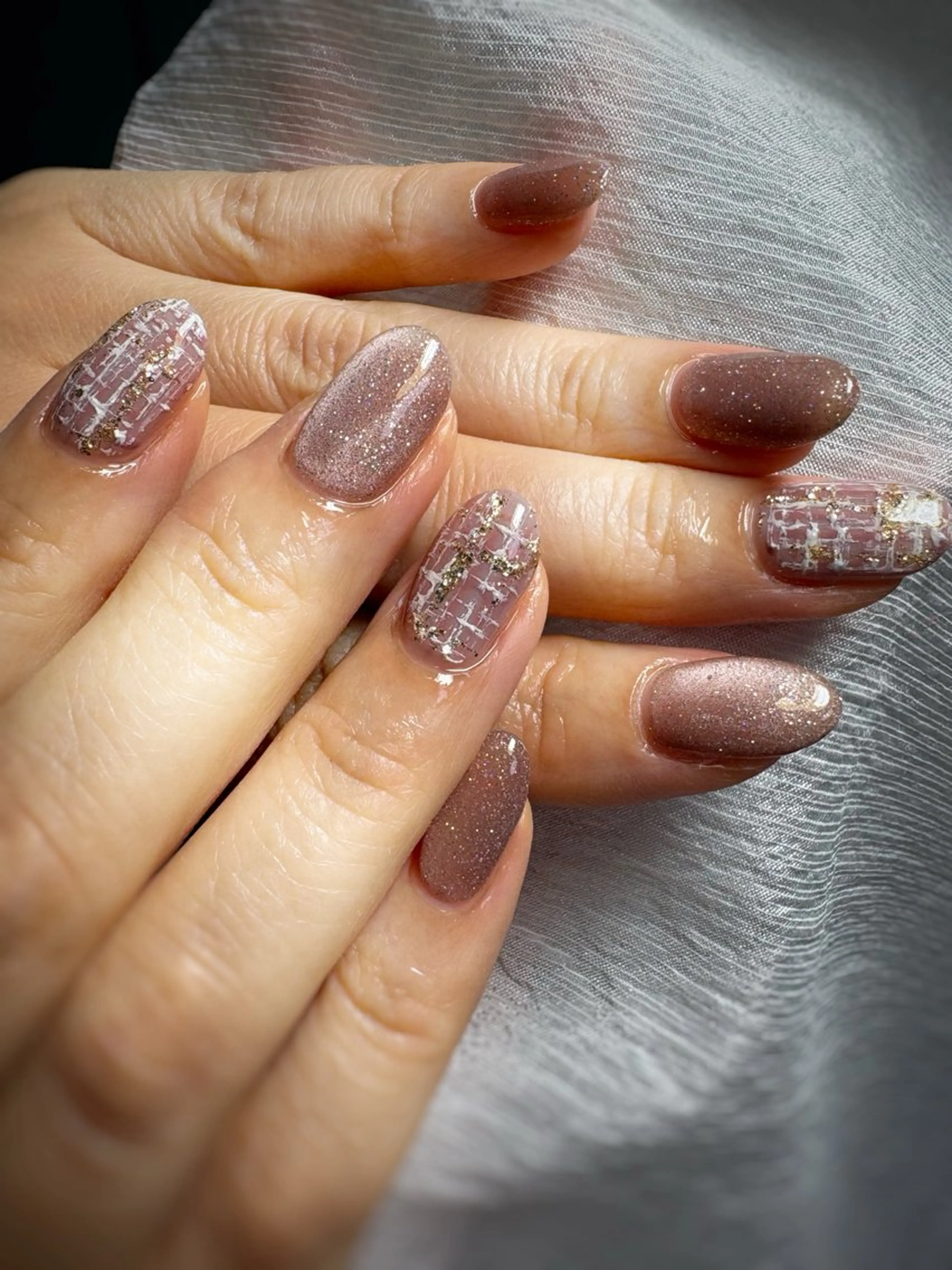 ネイル フラッシュネイル フラッシュマグ ツイードネイル ハンドネイル nail ayacaのネイルデザイン