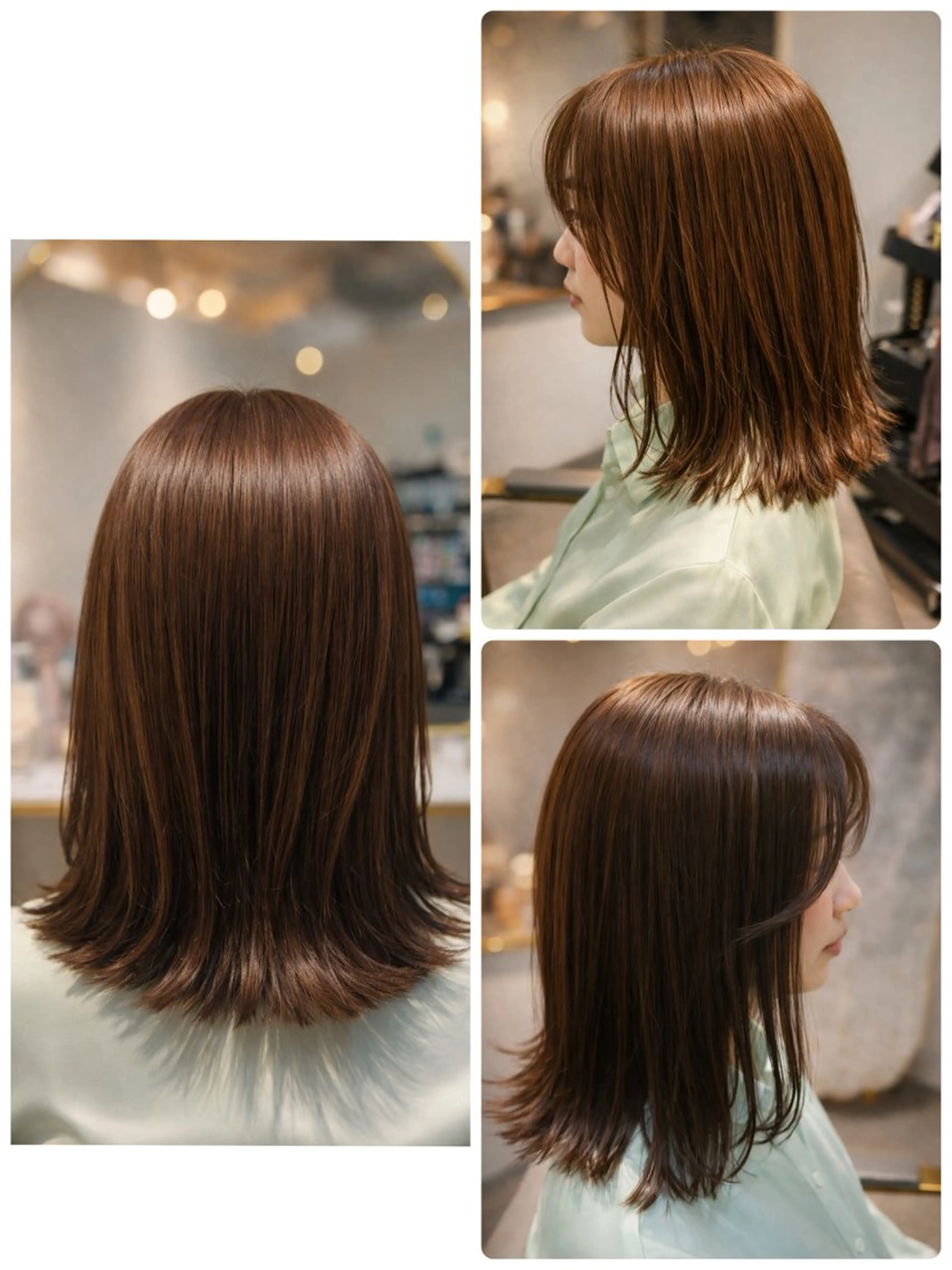 セミロング セミロングパーマ ボブ ハイライト 髪質改善 韓国風ヘア カット ヘアカラー トリートメント The Apartment of Solon Citta 船橋609所属・髪質改善/縮毛矯正/ 美髪/個室/ハラのヘアスタイル