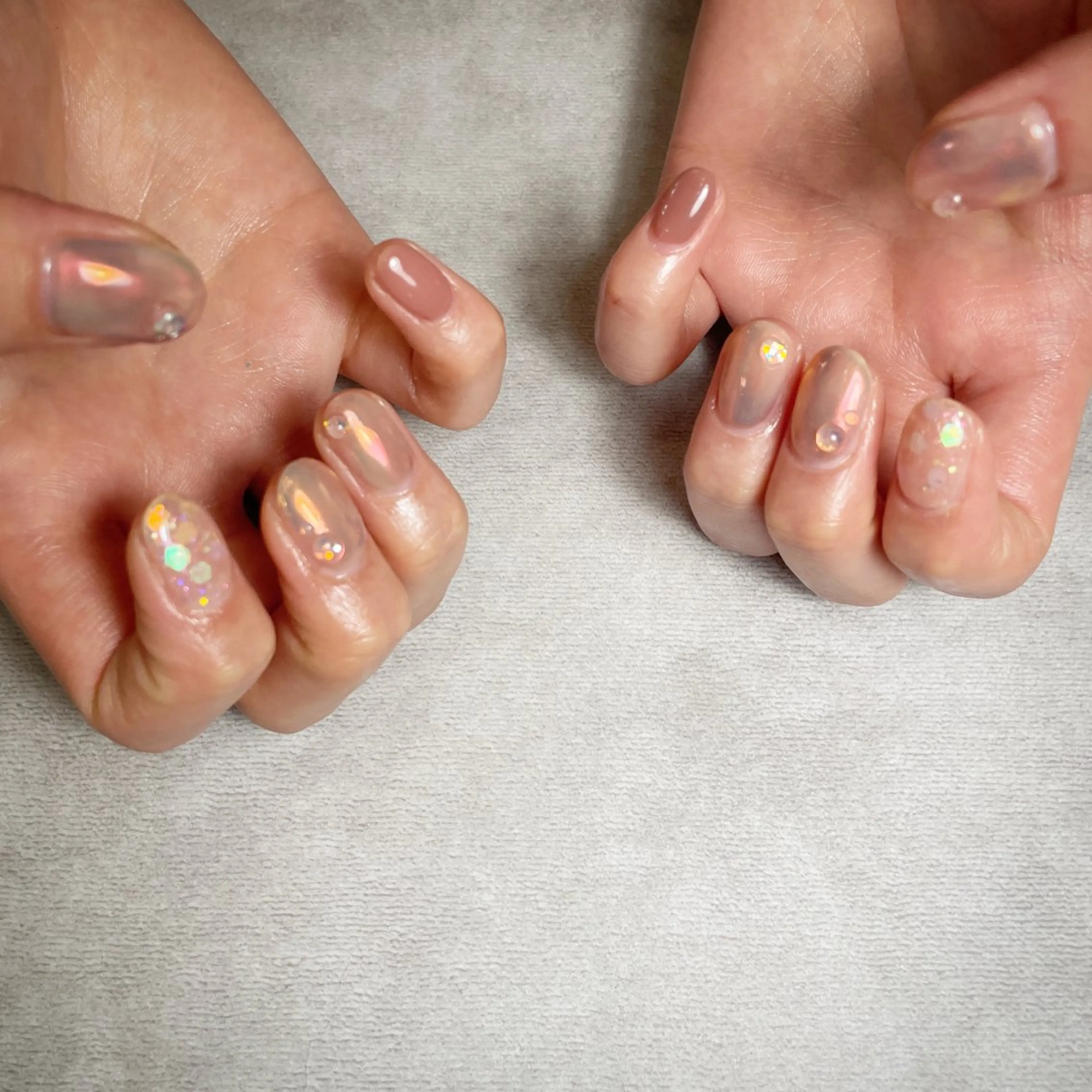 ネイル オーロラネイル 氷ネイル・うるうるネイル ハンドネイル K Harukaのネイルデザイン