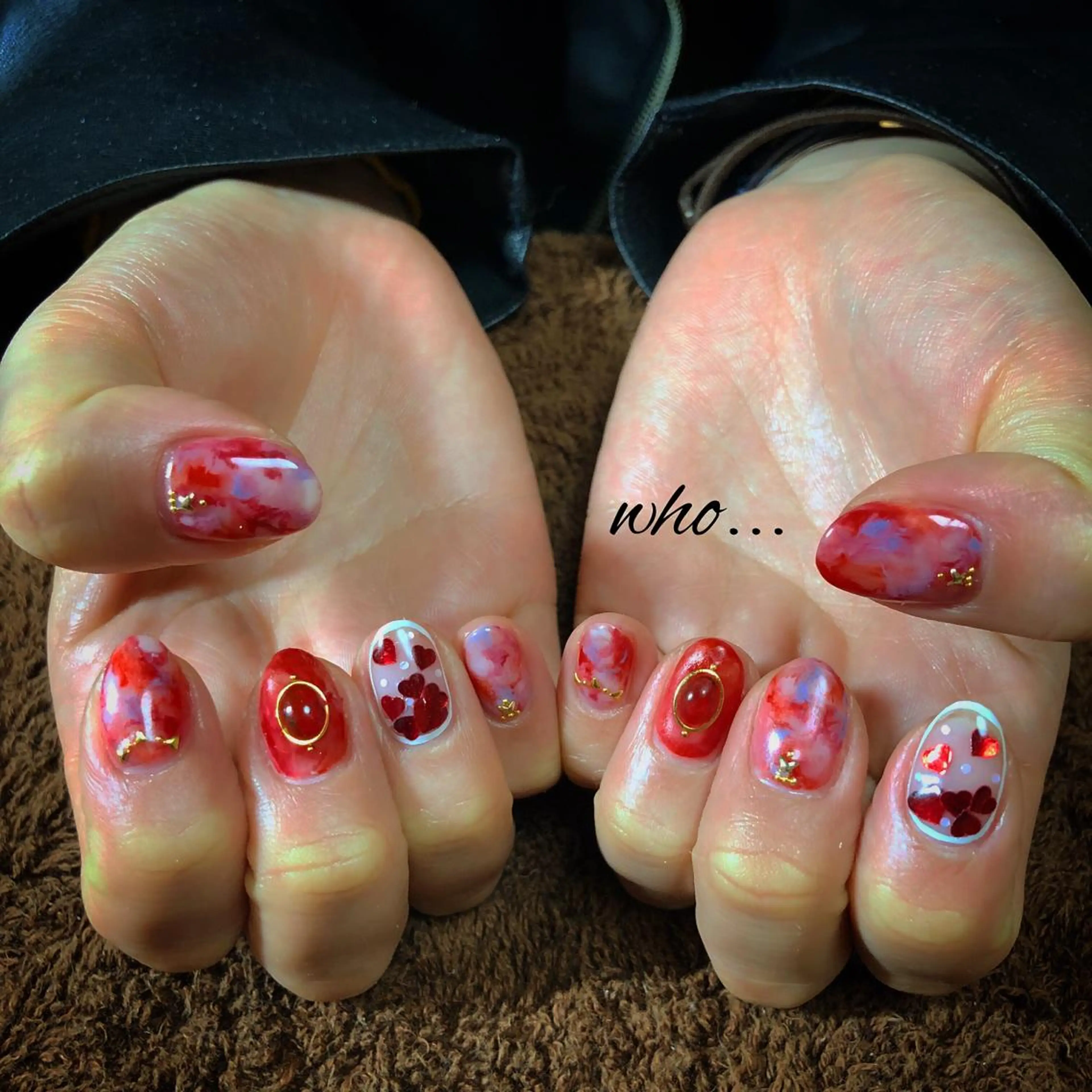 ネイル ハート ニュアンスネイル 赤色 NailSalon who...所属・n. fumikoのネイルデザイン