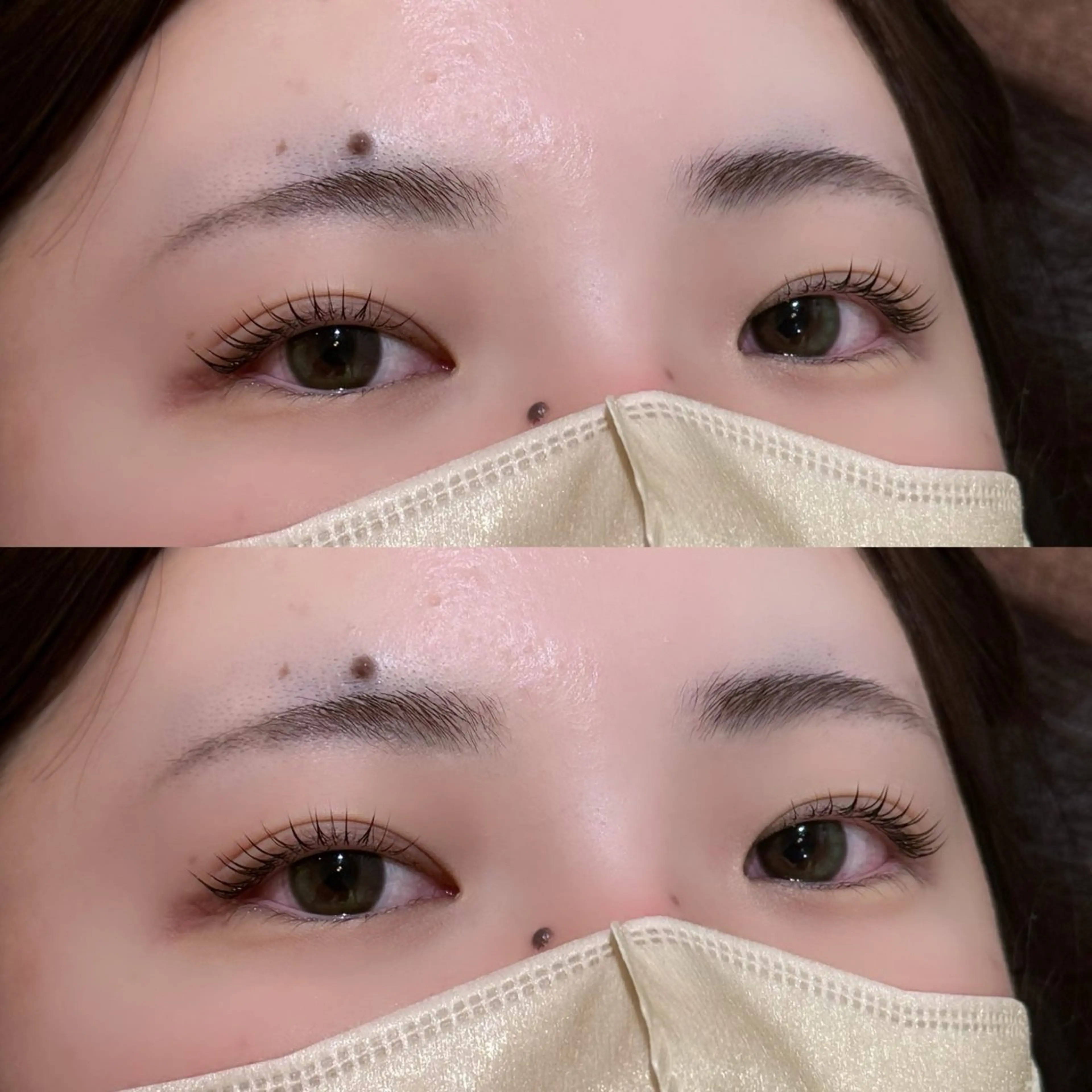 マツエク・マツパ 一重×まつ毛パーマ 透明感カラー/顔周り カット/レイヤーにかのヘアスタイル