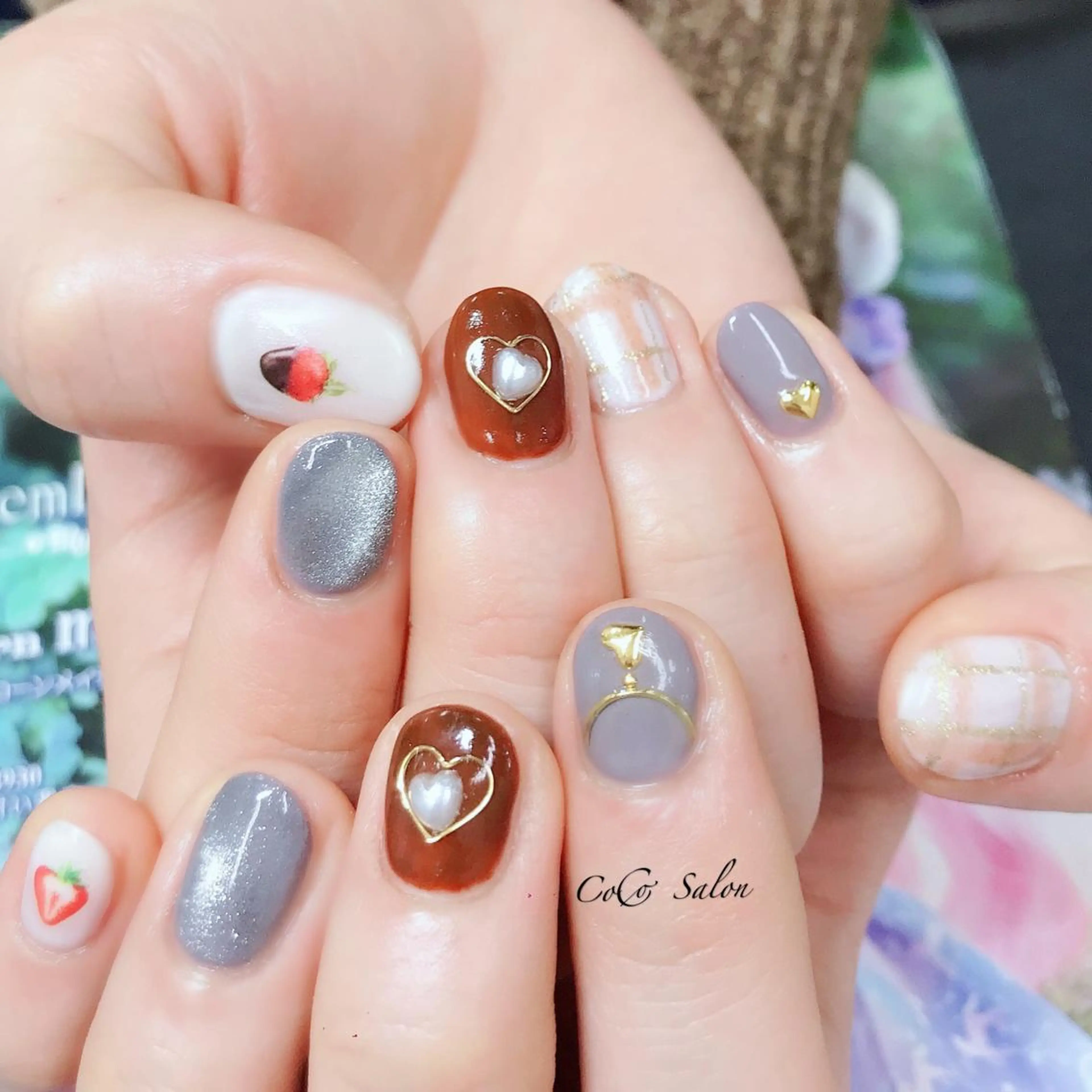 ネイル ハート マグネットネイル バレンタイン ハンドネイル CoCoSalon ネイル/まつ毛予約のネイルデザイン