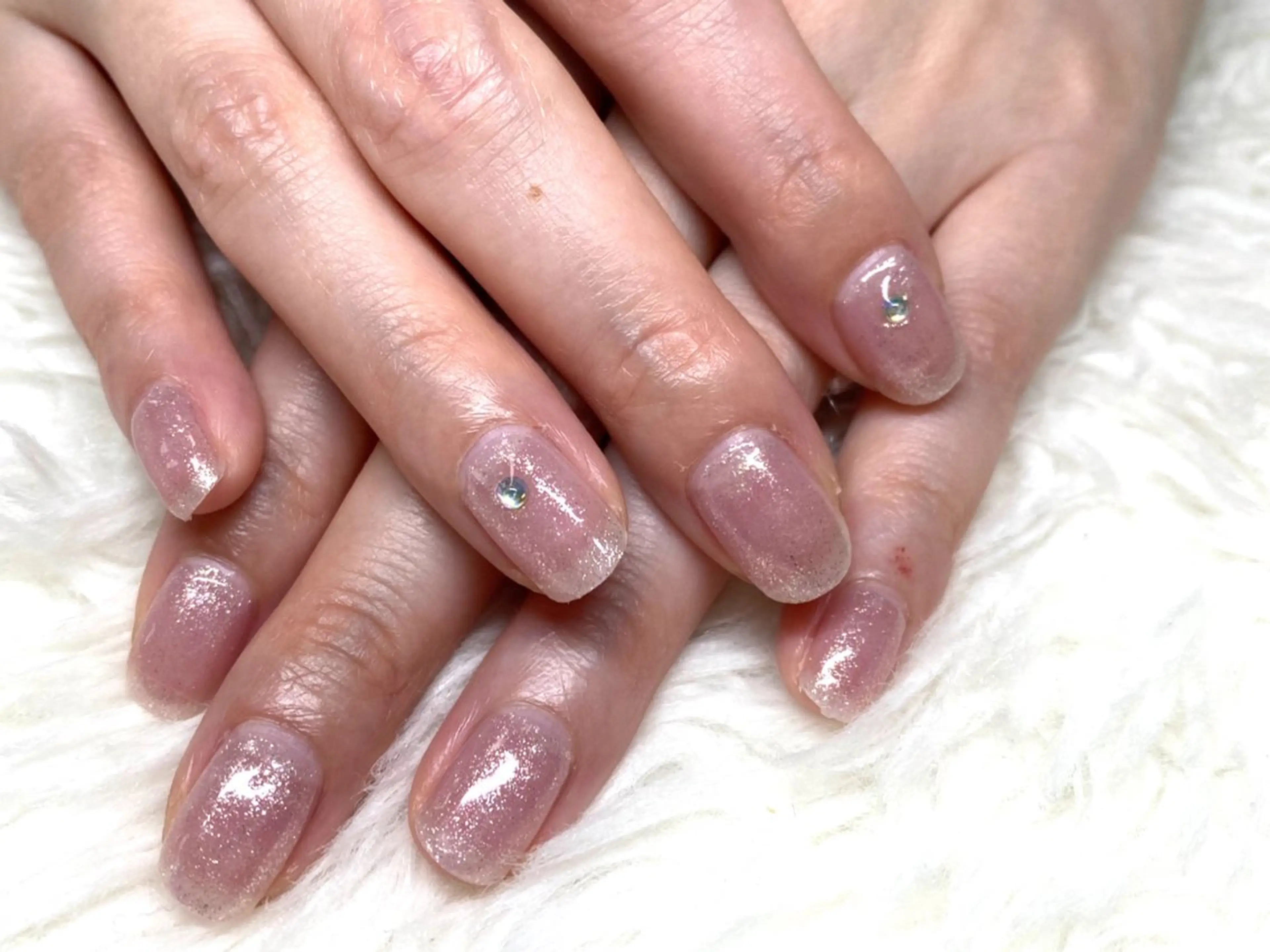 ネイル ラメ(グリッター) ピンク ストーンネイル ViMORE あやのネイルデザイン