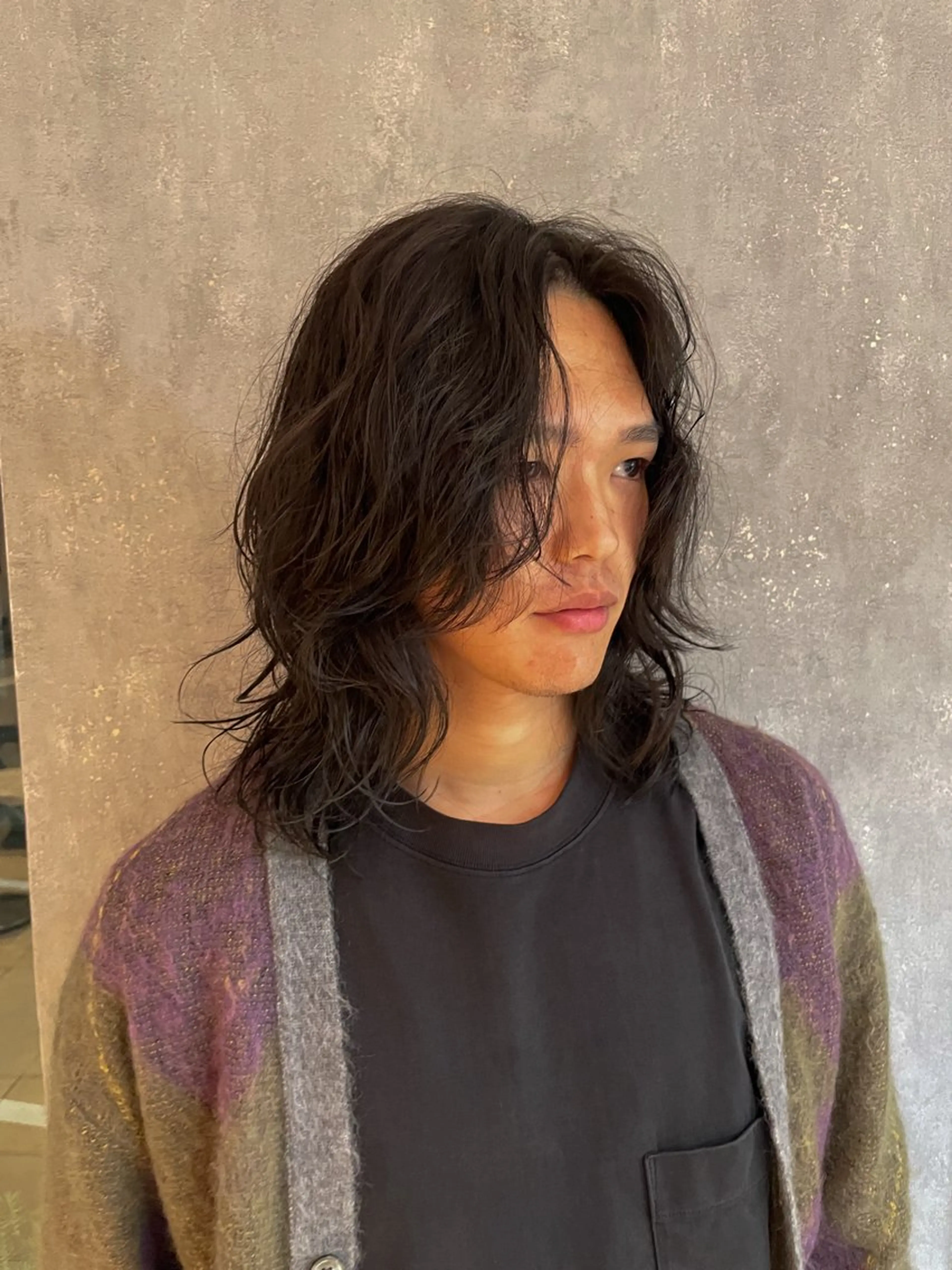 ミディアム パーマ メンズ ミディアムレイヤー ミディアムパーマ メンズパーマ レイヤーカット Riku 西荻窪/メンズカットのヘアスタイル